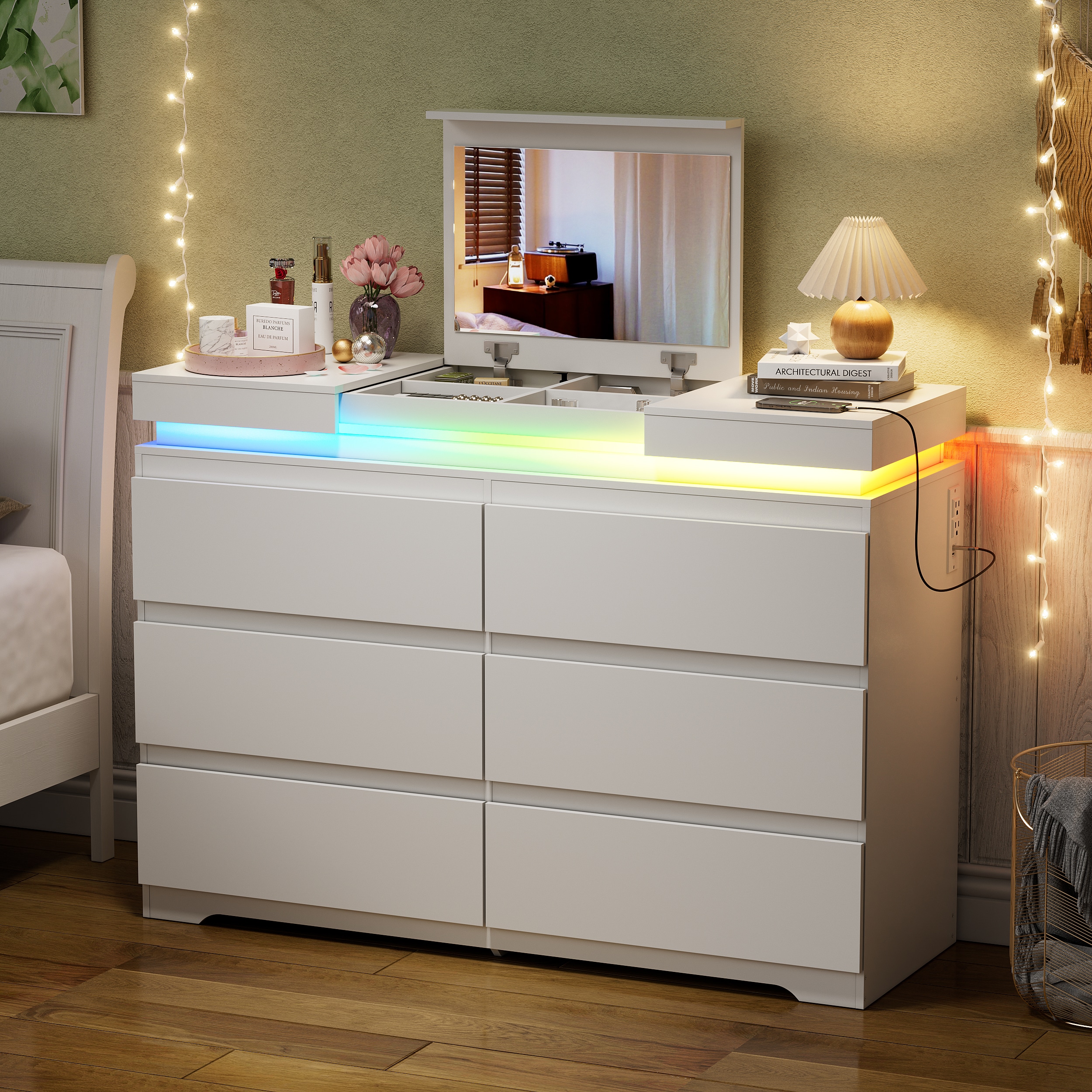 PAKASEPT TTAD004WXY241105 white 6 -Drawer Standard dresser