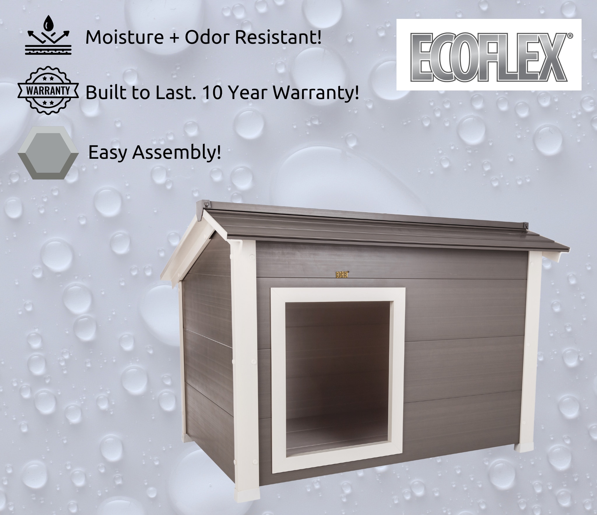 X-Large Gray Insulated Plastic Raised Dog House