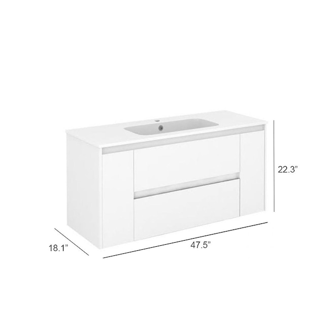 WS Bath Collections Ambra 48-in Gloss White Single Sink Floating ...
