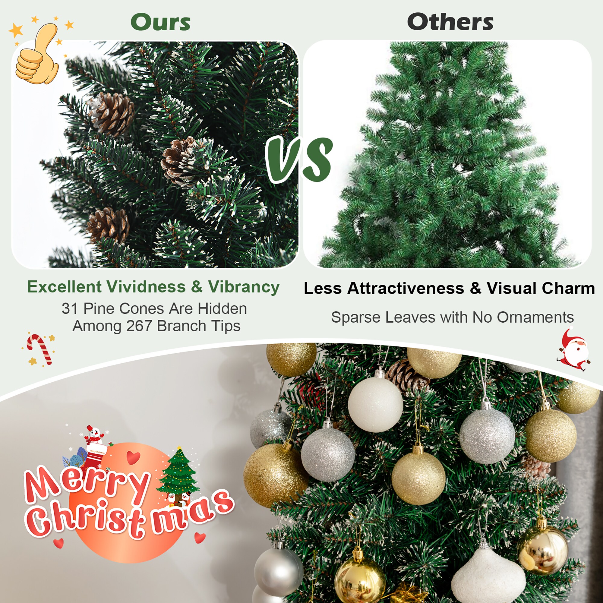 Costway CM23633 Artificial-Christmas-Trees - View #3