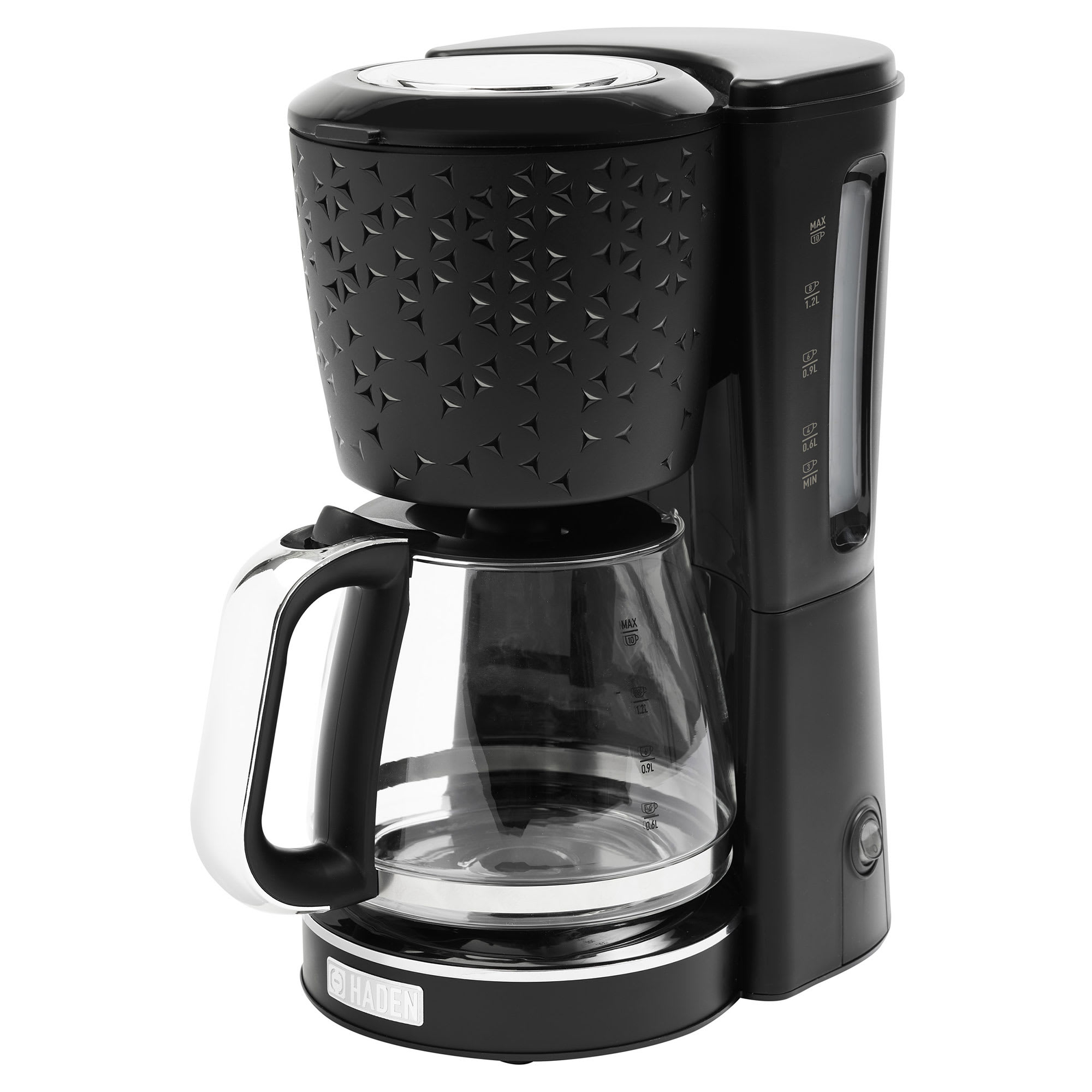 Haden 405971 Starbeck Coffee Machine 10 Cup Automatic Drip Coffee Maker with Anti Drip Function and Reusable Washable Water Filter Black Chrome