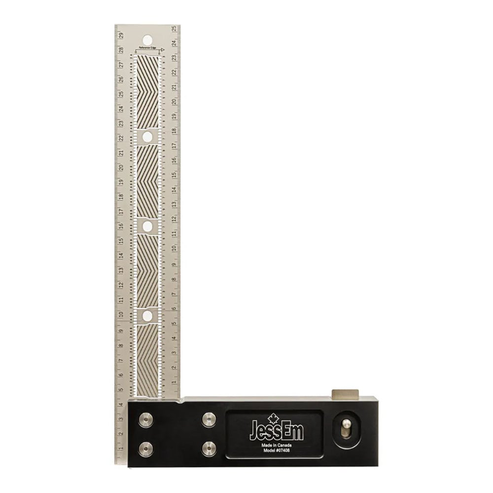 JessEm 07408 07408 300mm Stainless Steel Precision Square Measuring Tool Ruler with Patented Flex Grip and Fade Resistant Markings - Metric