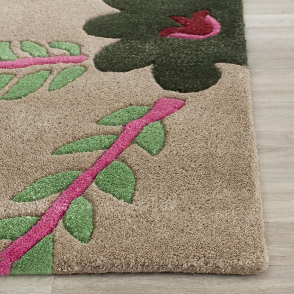 Multicolor Floral Hand-Tufted Wool Area Rug, 5' x 8'