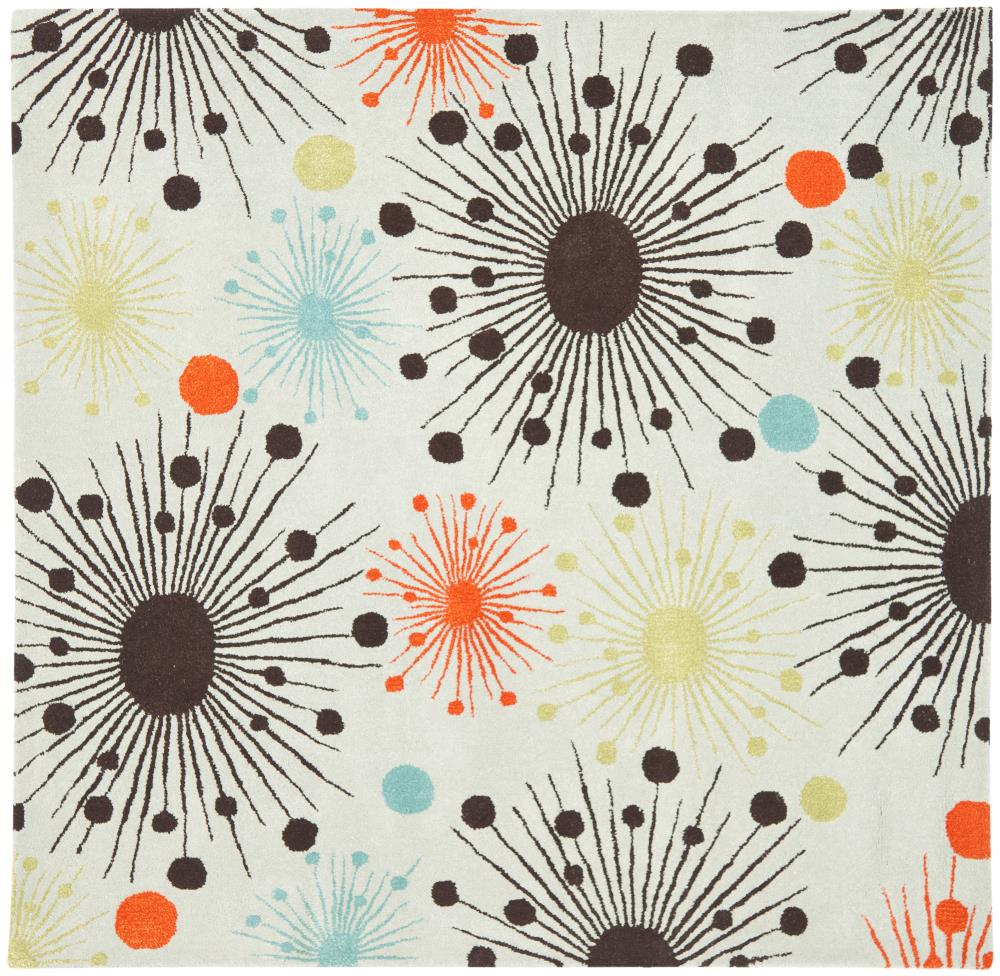 Safavieh SOH747C-6SQ Soho Mote 6 x 6 (ft) Tufted Wool Light Blue/Multi Square Indoor Abstract Area rug