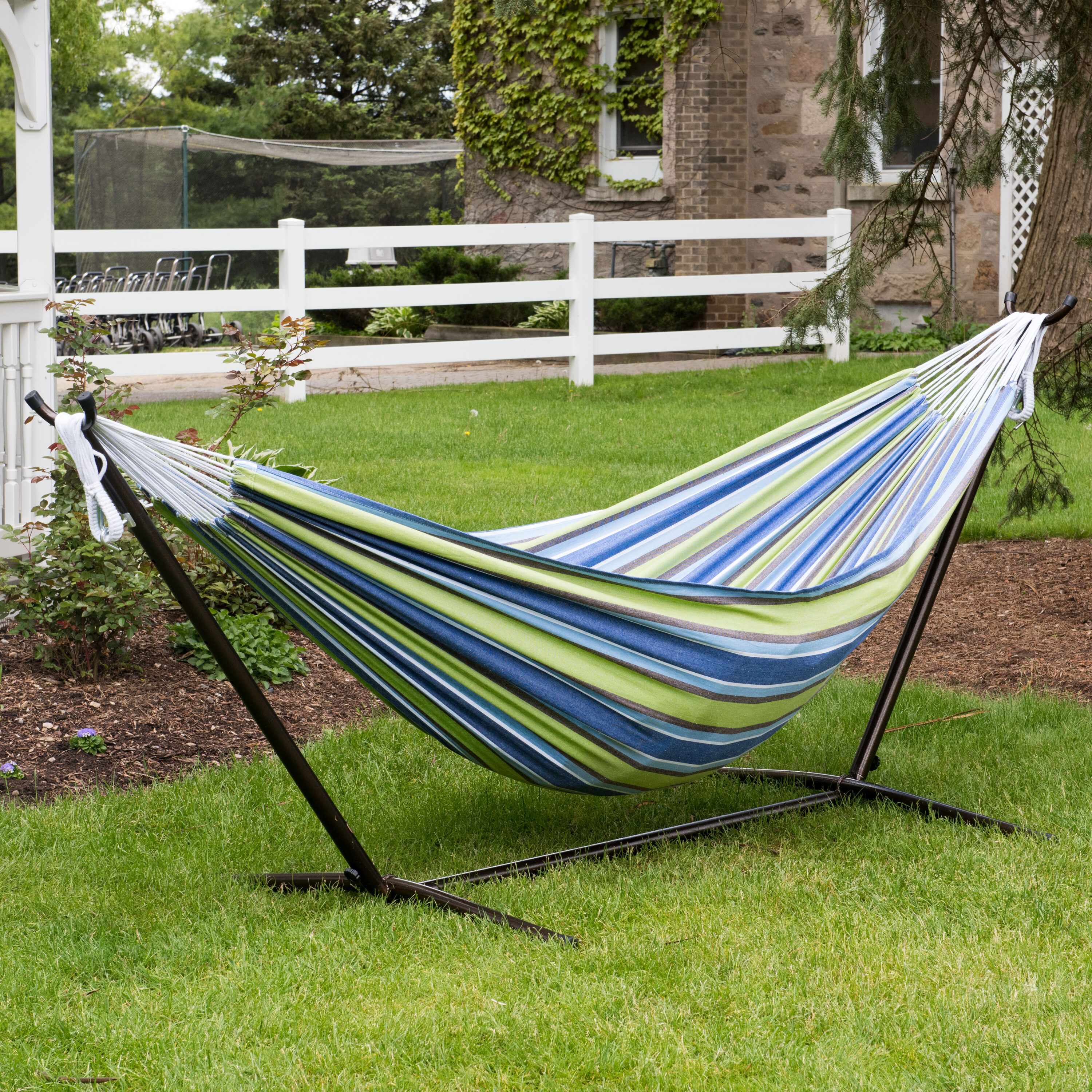 Vivere BRAZ2 Oasis Cotton Hammock 2 Person Hammock with Large Bed Compact and Portable in the Hammocks department at Lowes