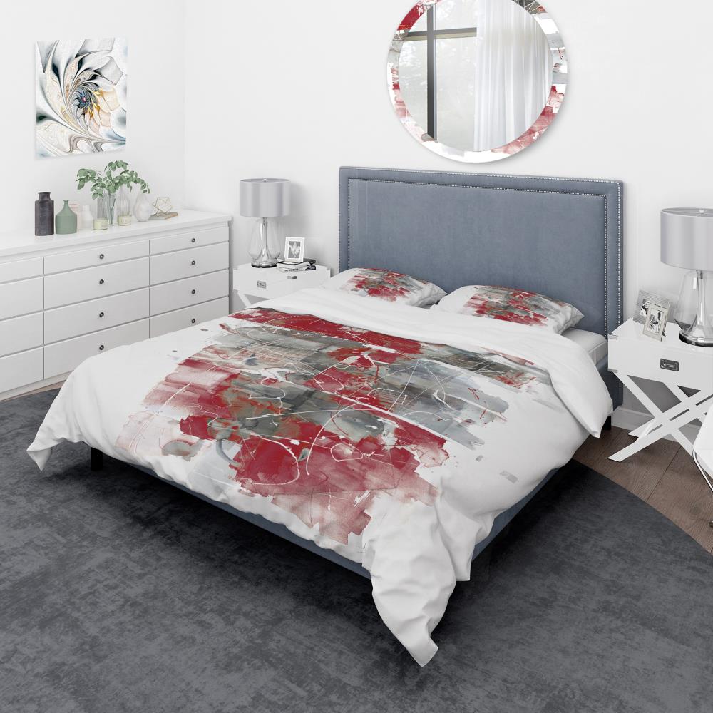 Designart BED30050-Q 3 -Piece Red Queen Duvet cover Set