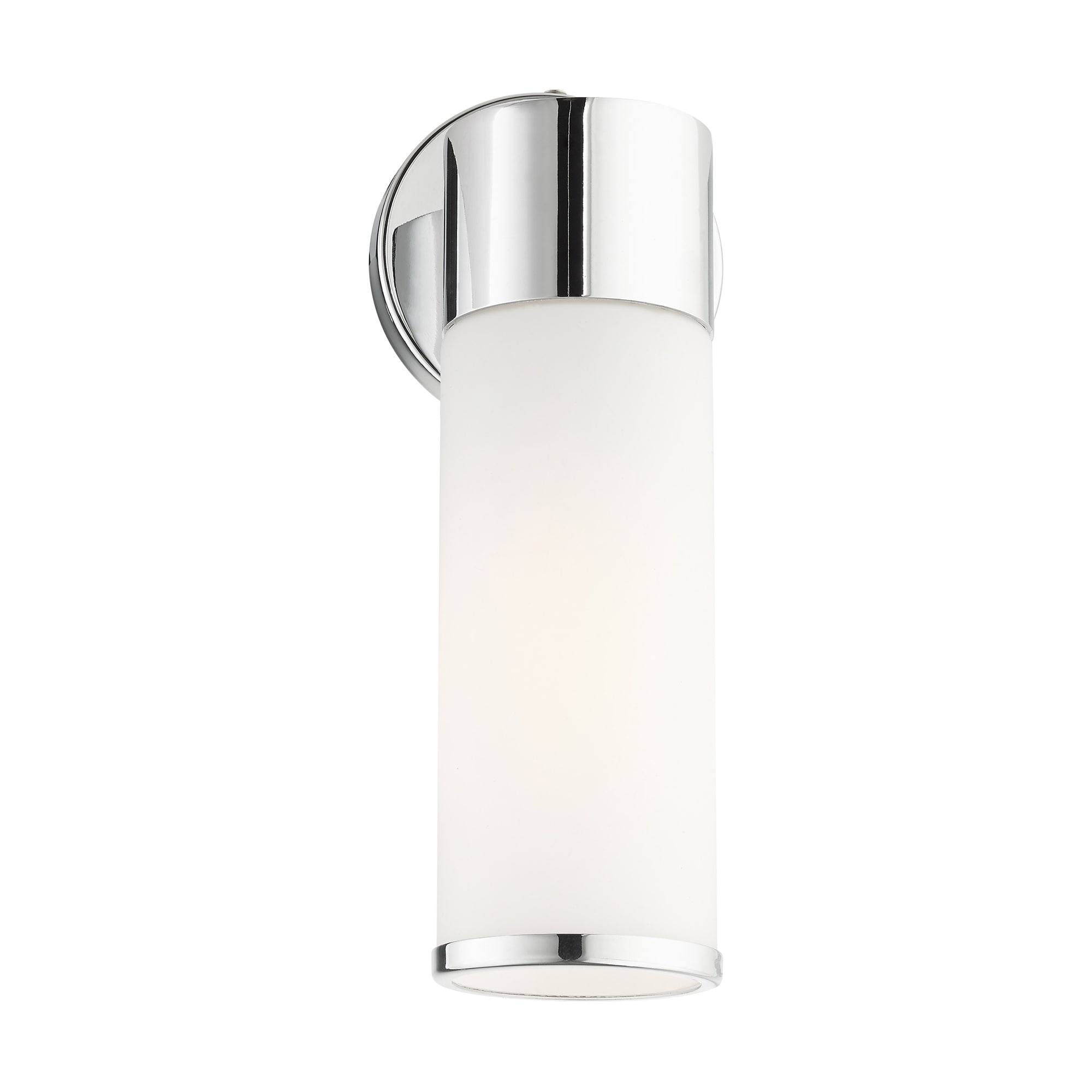 Polished Chrome Steel Wall Sconce with Opal Glass Shade