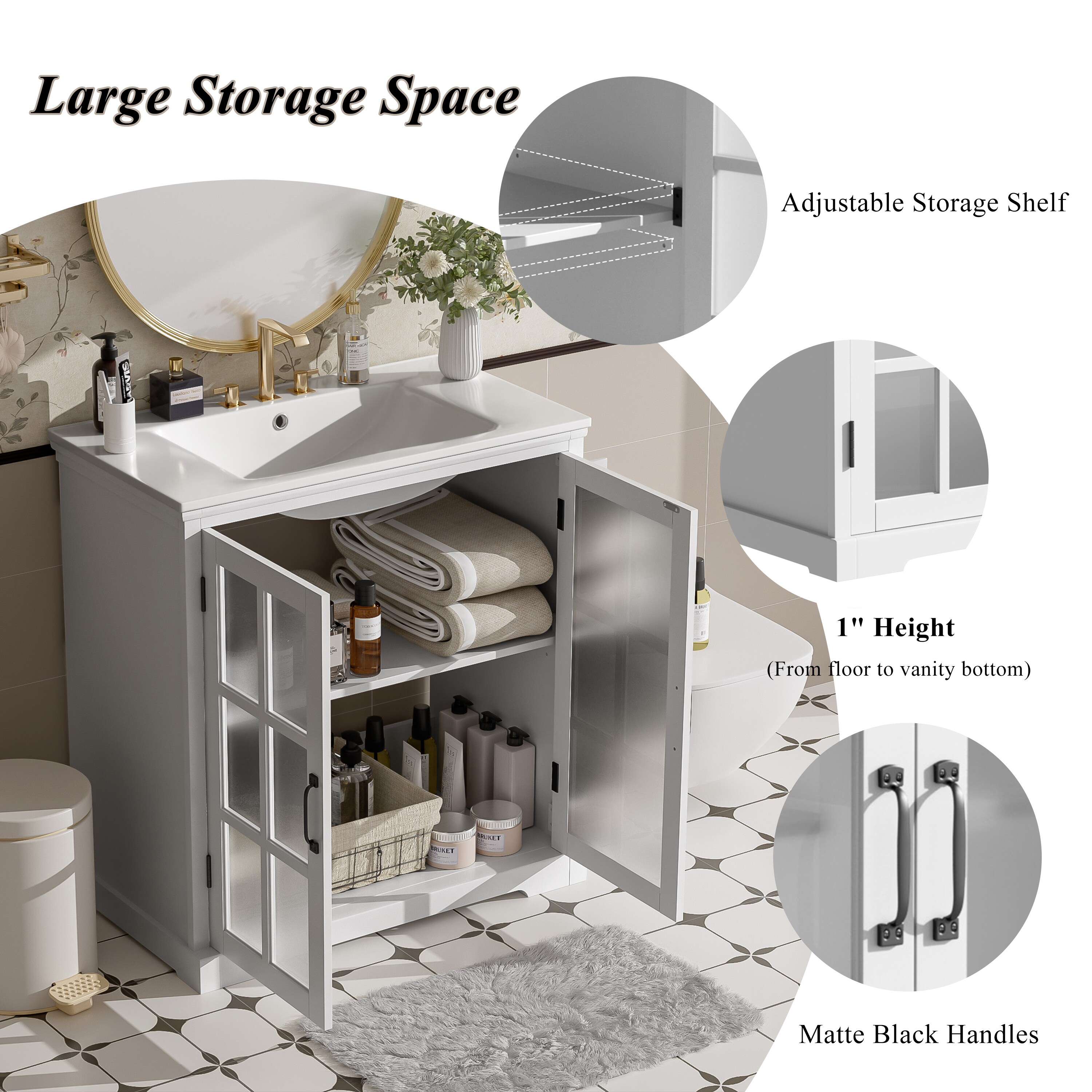 Aortzio HM-BA101-WHITE Bath-Vanity-Combo - View #4