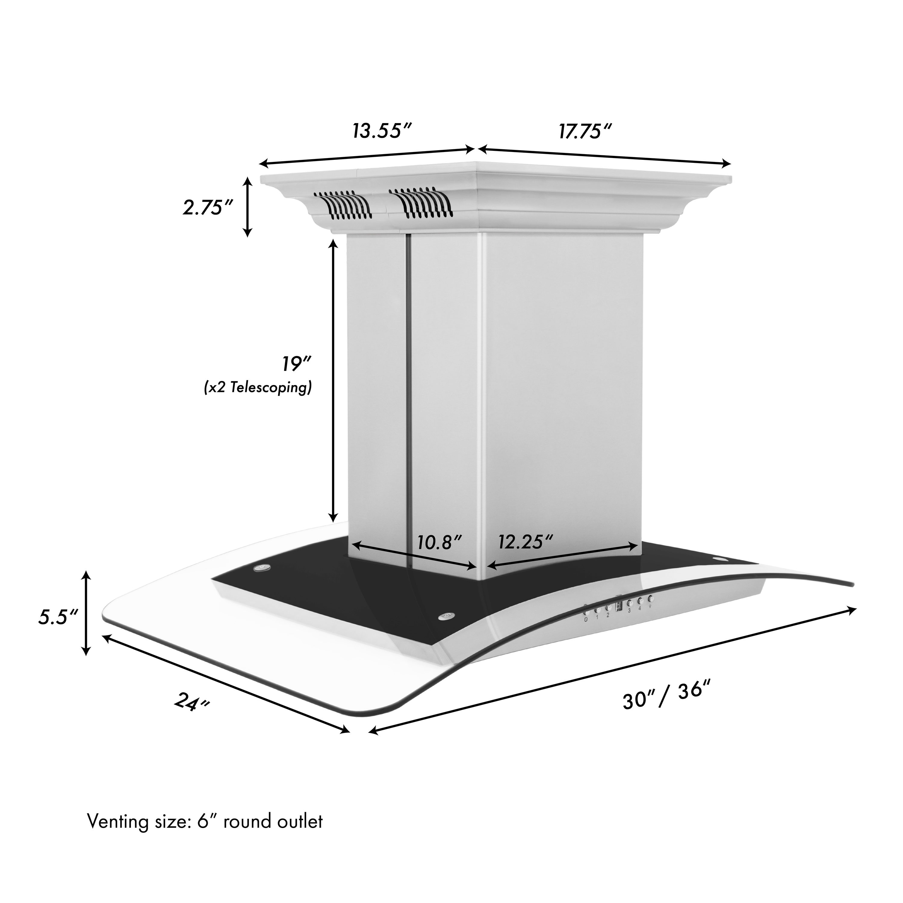 ZLINE KITCHEN & BATH GL5ICRN-BT-30 Island-Range-Hoods - View #12