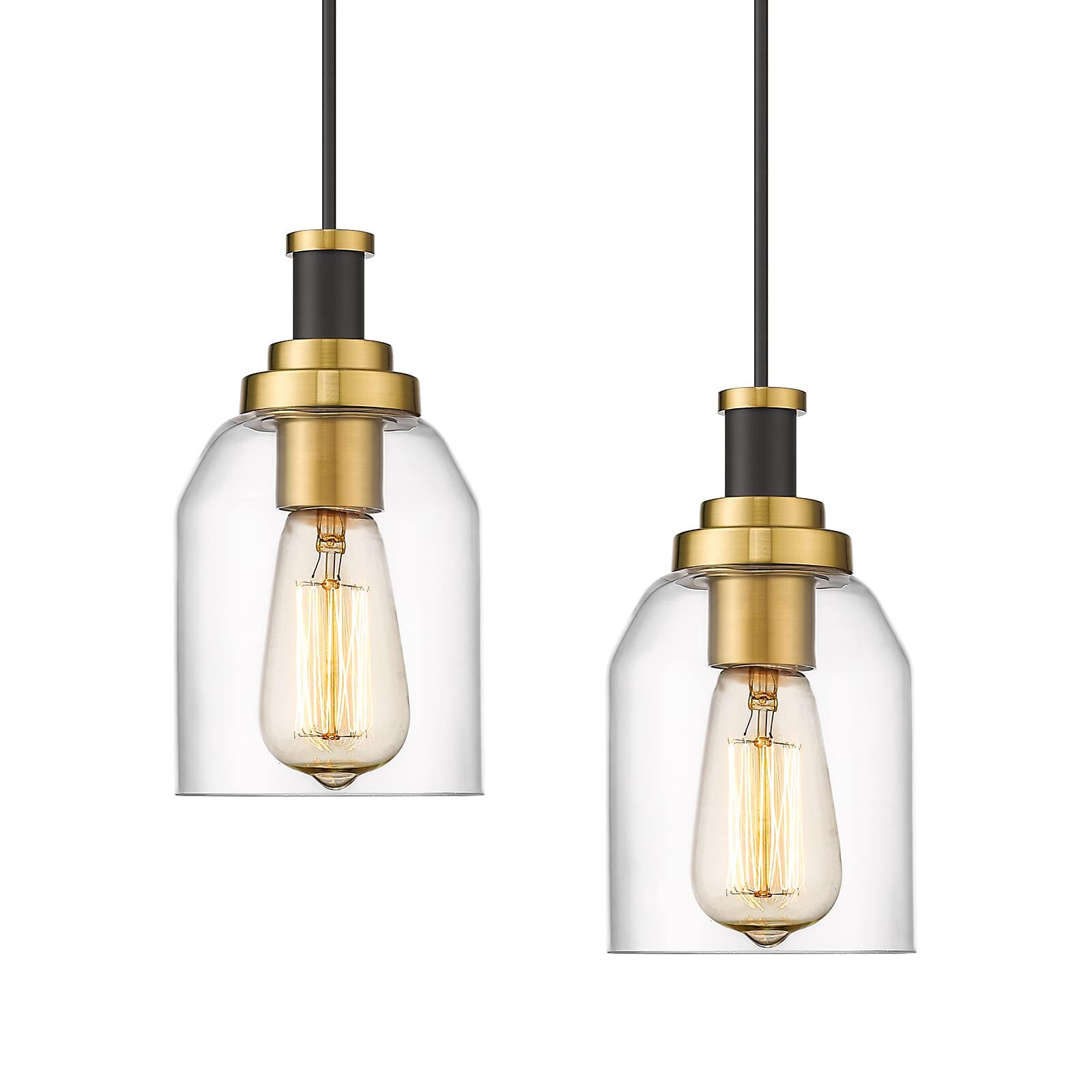 LTMATE LSZG33M1L-2 BK+BG JAZAVA Black and Gold Modern/contemporary Clear glass Dome Mini Hanging Pendant light