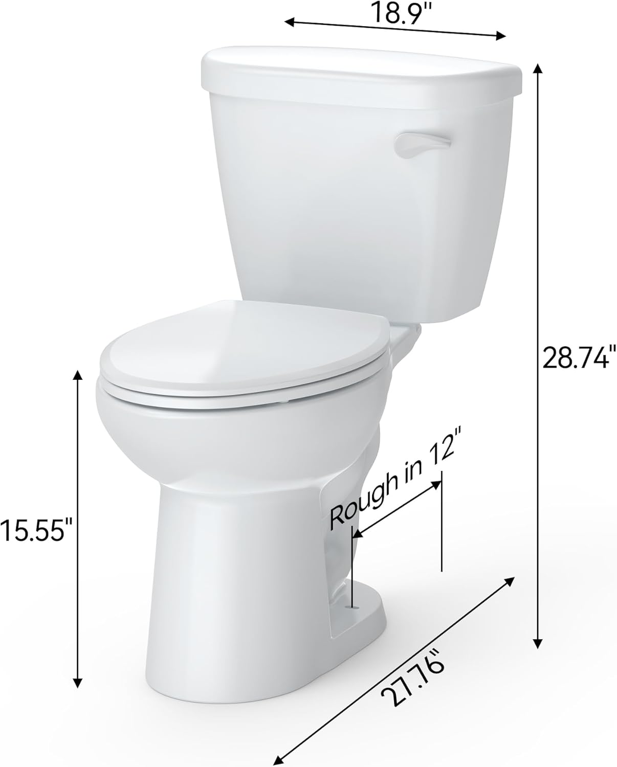 Qeetex Two-Piece Toilet for Bathrooms Elongated Regular High