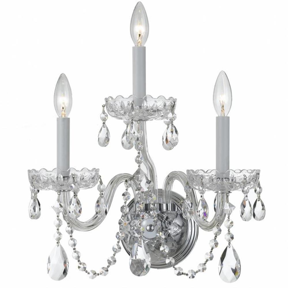 Crystorama Crystal 15-in W 3-Light Polished Chrome Wall Sconce at Lowes.com