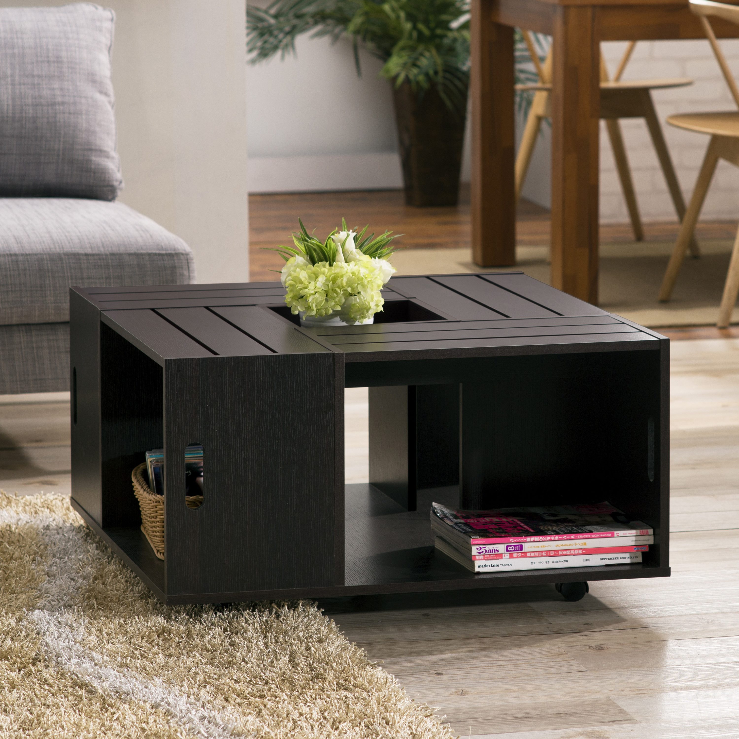 Furniture of America YNJ-142-5 Primme Espresso Wood Modern Coffee Table with Storage