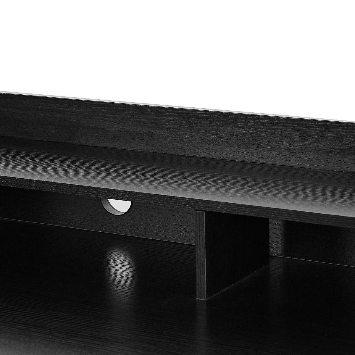 Elegant Black MDF Computer Desk with Multi-Drawer Storage and Monitor Shelf