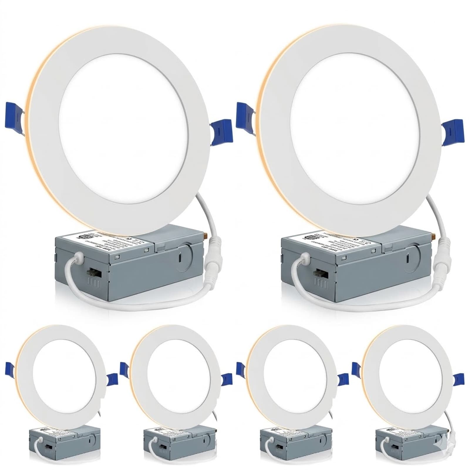 Etokfoks  4 Pack 6 Inch Adjustable 5CCT Canless LED Recessed Lighting Night Light Dimmable IC Rated Indoor Downlight