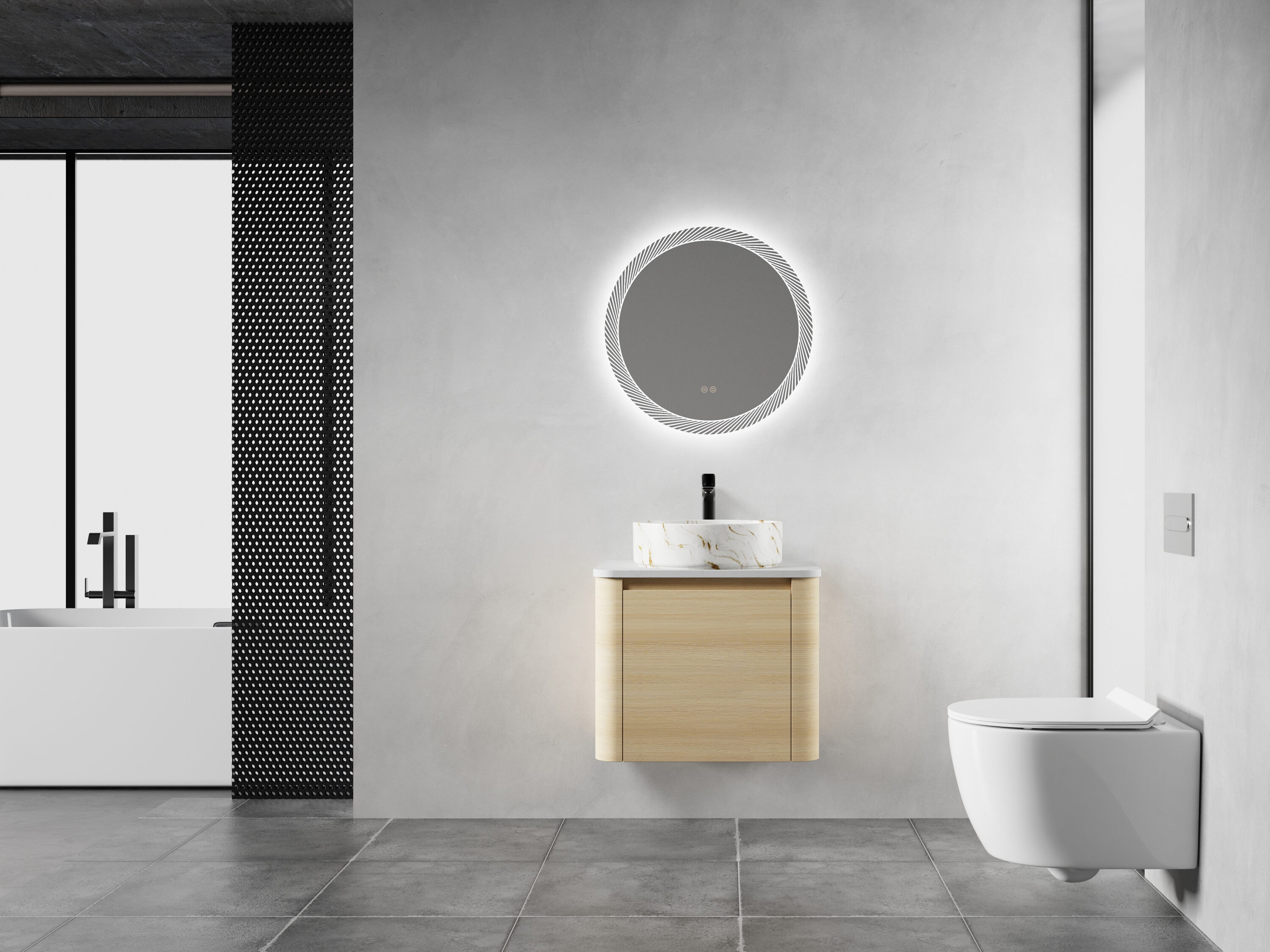 Vynxaria - 24-in Ameican White Oak Vessel Single Sink Floating Bathroom Vanity with Top