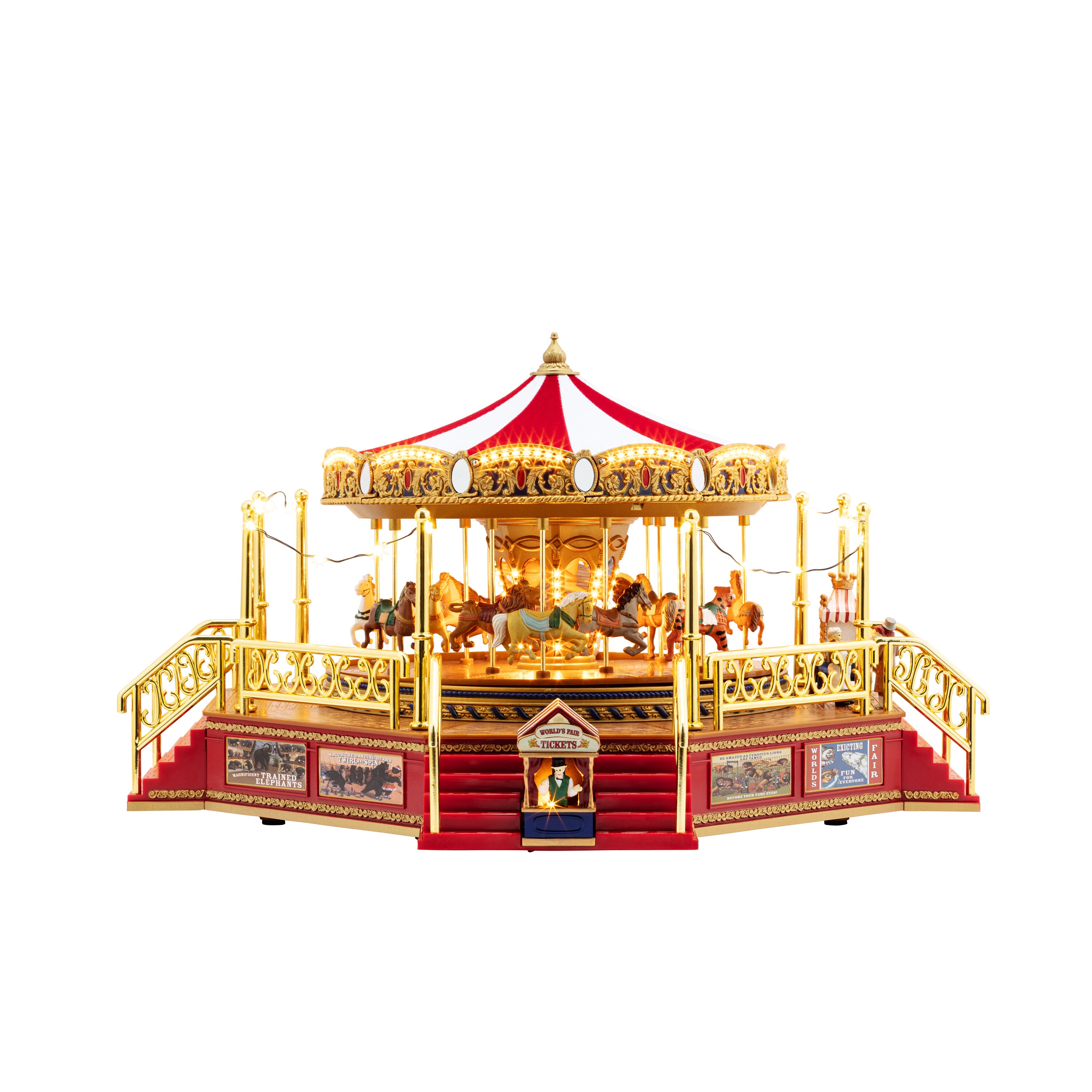 Mr. Christmas 79859 8.2-Inches Lighted Musical Animatronic Tabletop Decoration Carousel Christmas Decor