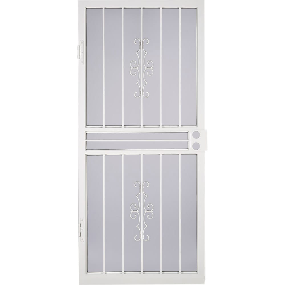 Courtyard 36-in x 81-in White Steel Recessed Mount Security Door with White Screen Tempered Glass | - LARSON 92020032