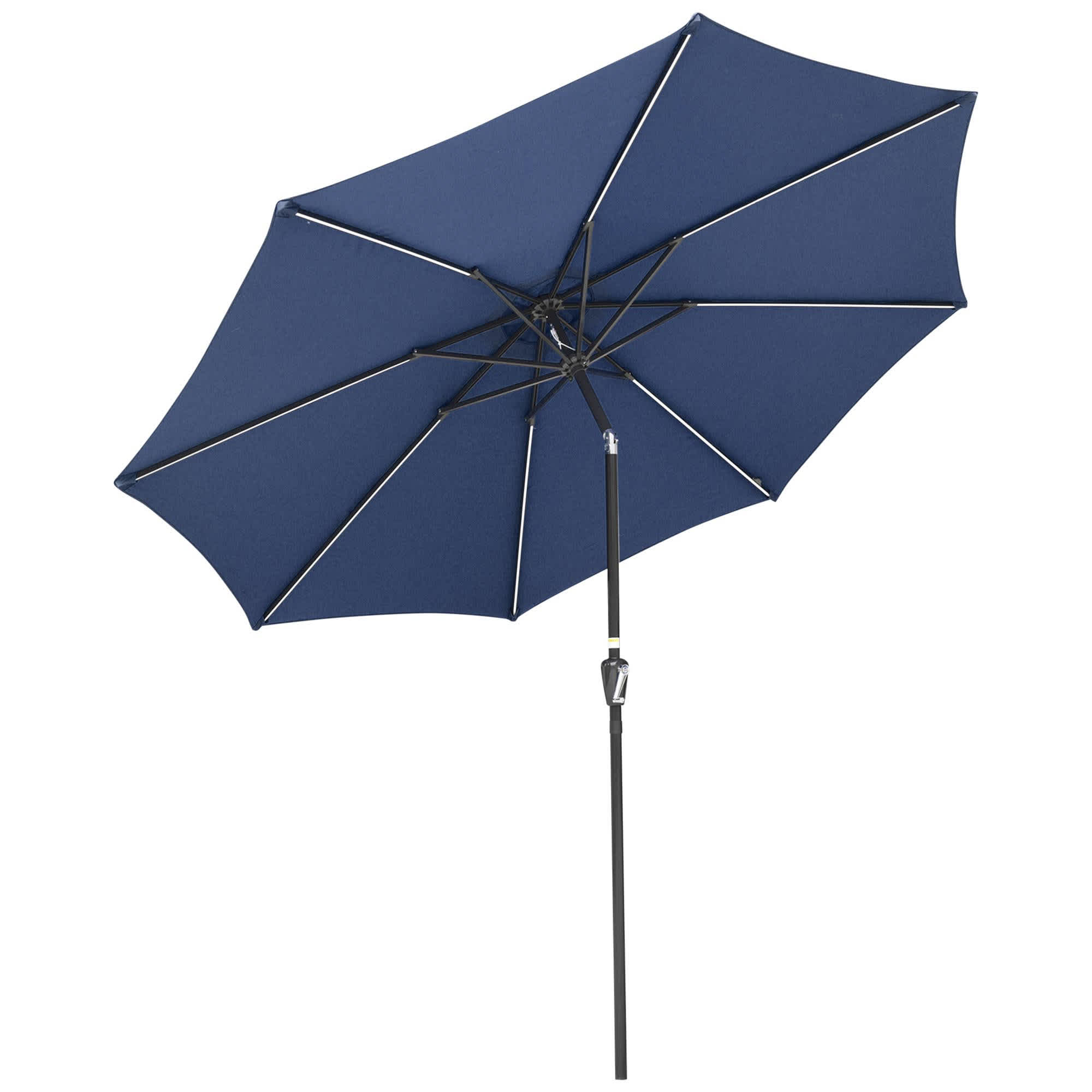 Yescom 07UMB029-9LD-NAVY-LO 9ft Solar LED Patio Umbrella Outdoor Parasol Backyard Sunshade Tilt with Crank