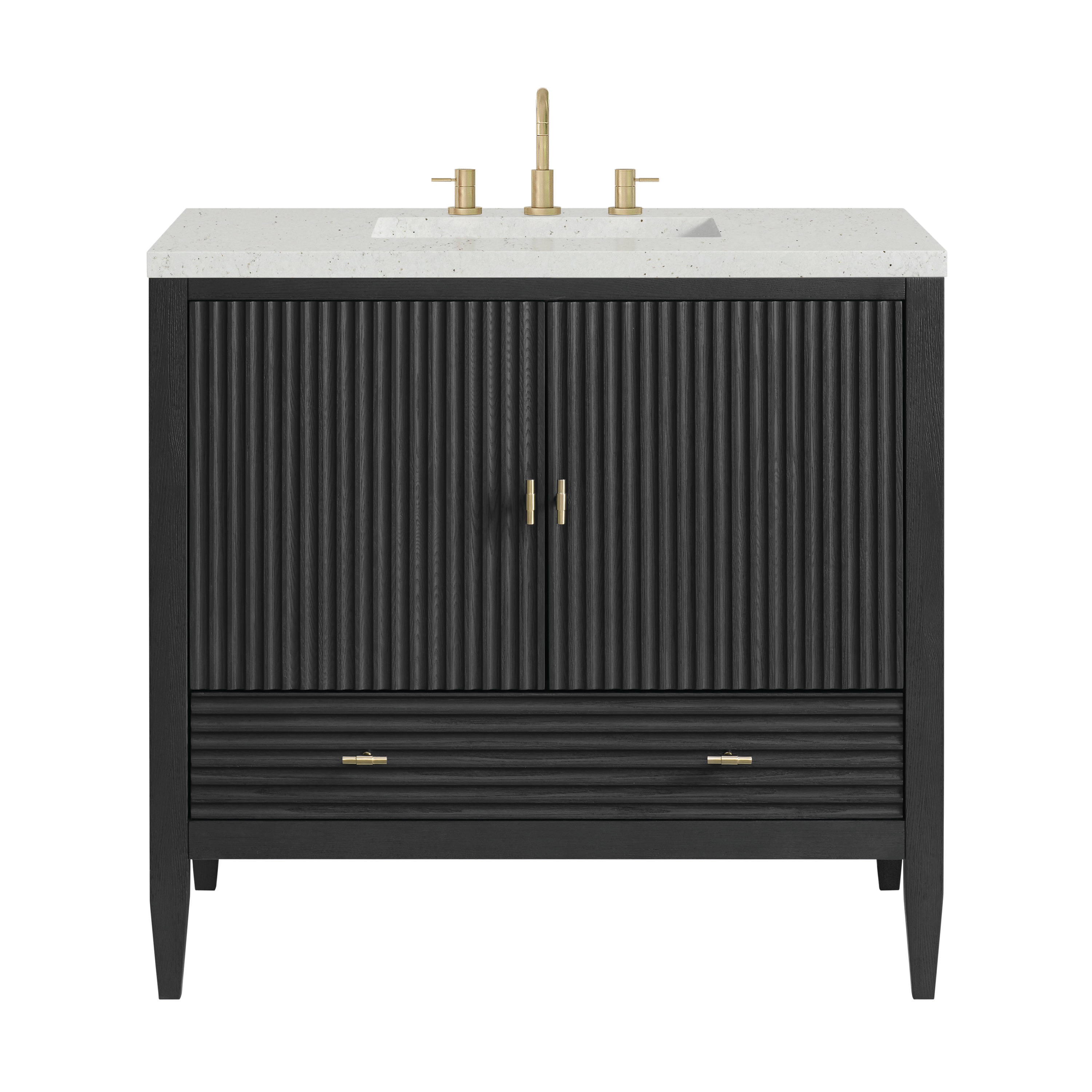 Myrrin 36" Black Plywood Single Bathroom Vanity with Porcelain Sink