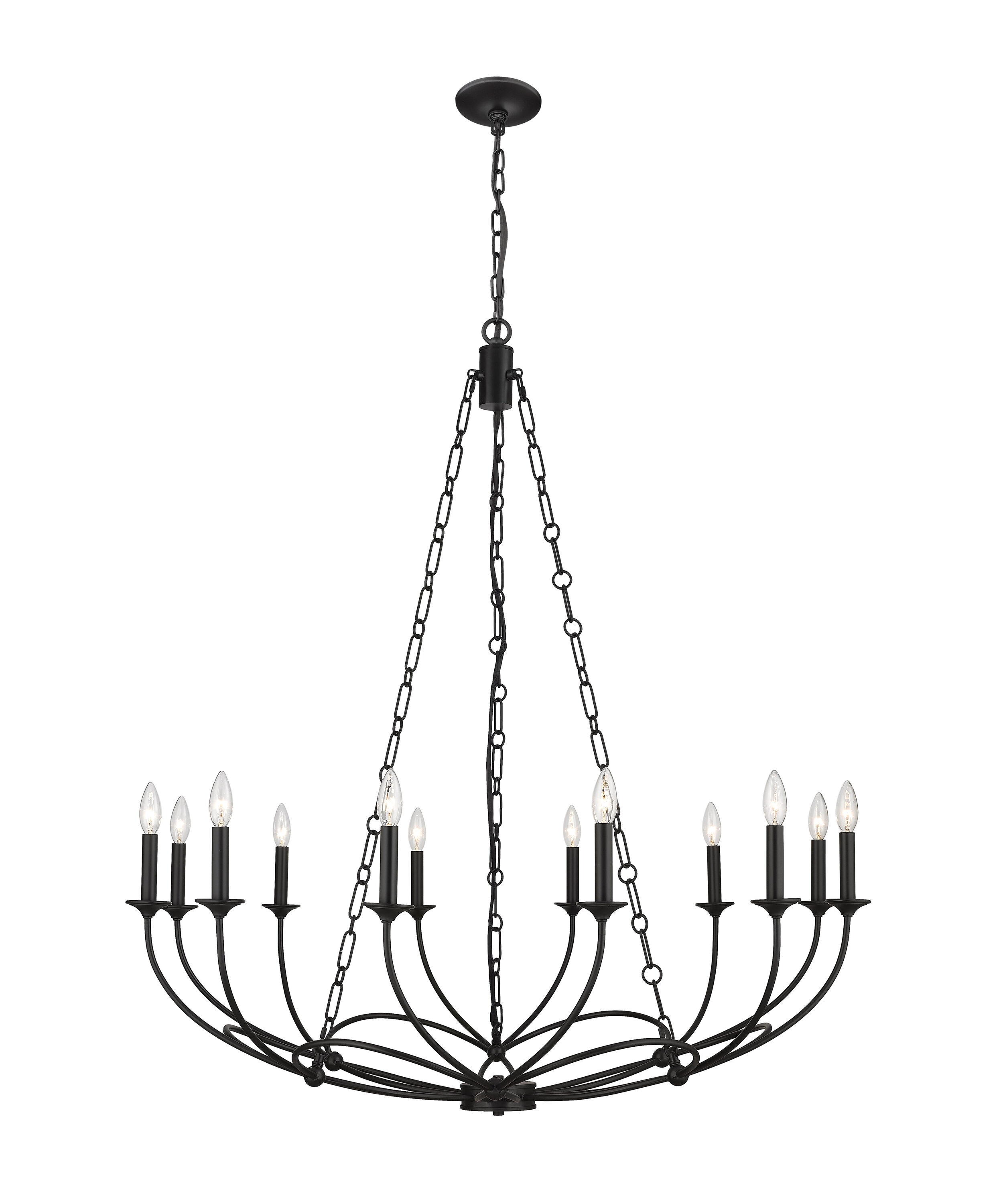 Arabella Matte Black 12-Light Candle Style Chandelier
