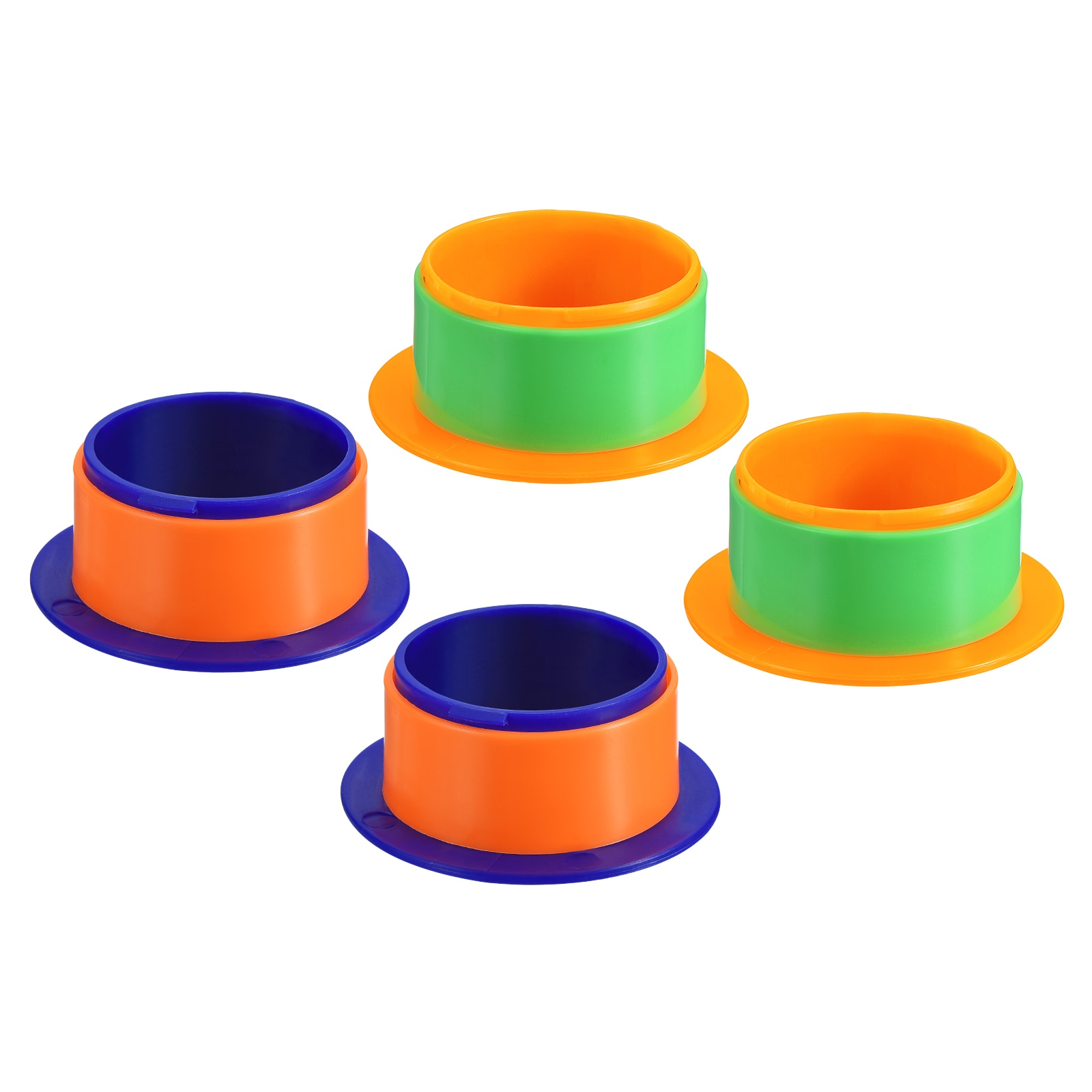 PATIKIL 4 Inch Shrink Wrap Handle 4pcs Stretch Wrap Dispenser Stretch Film Dispenser Plastic Hand for 76mm Above Core Furniture Wrapping Moving Packing Dark Blue/Orange