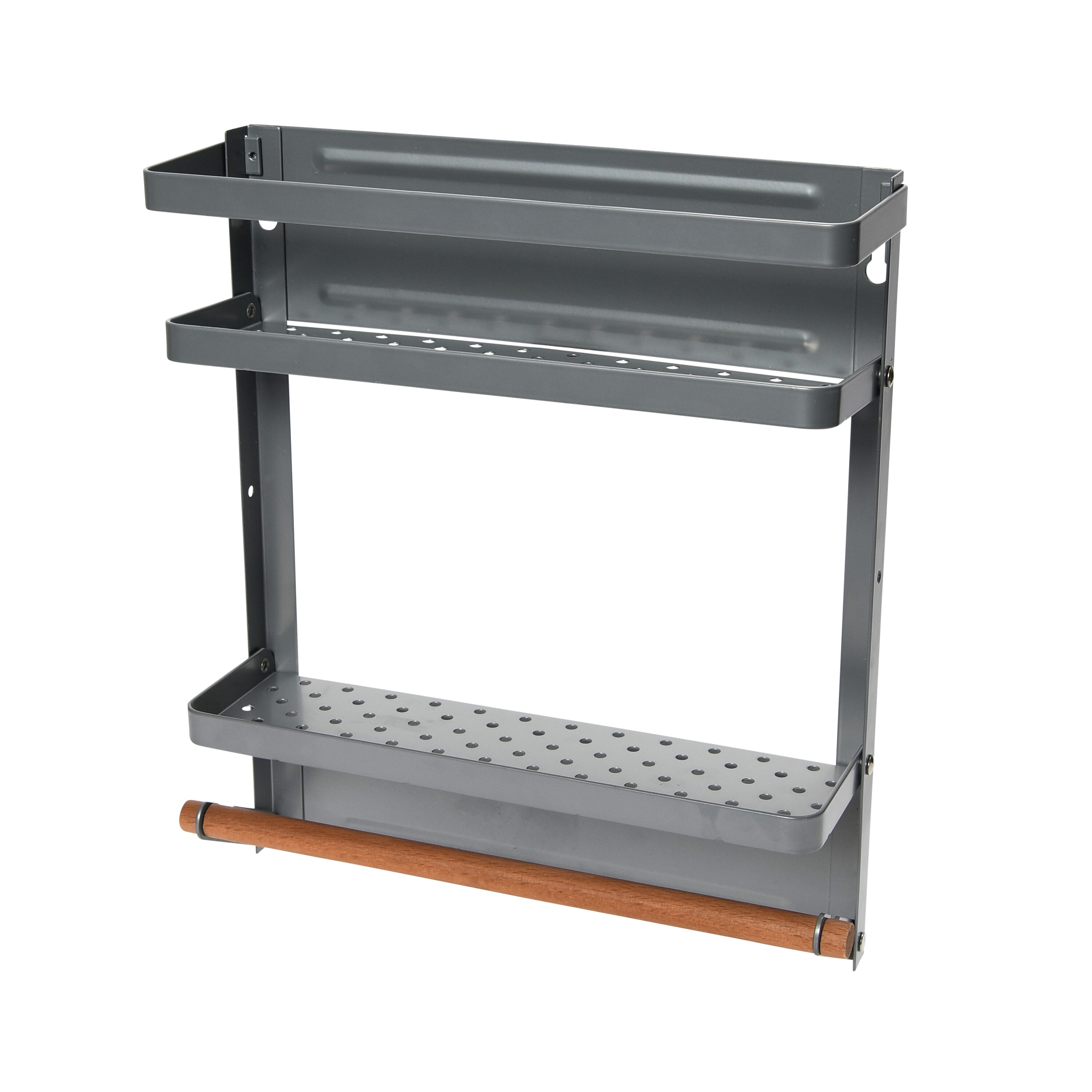 Household Essentials Metal Magnetic Organizer with Towel RackGrey