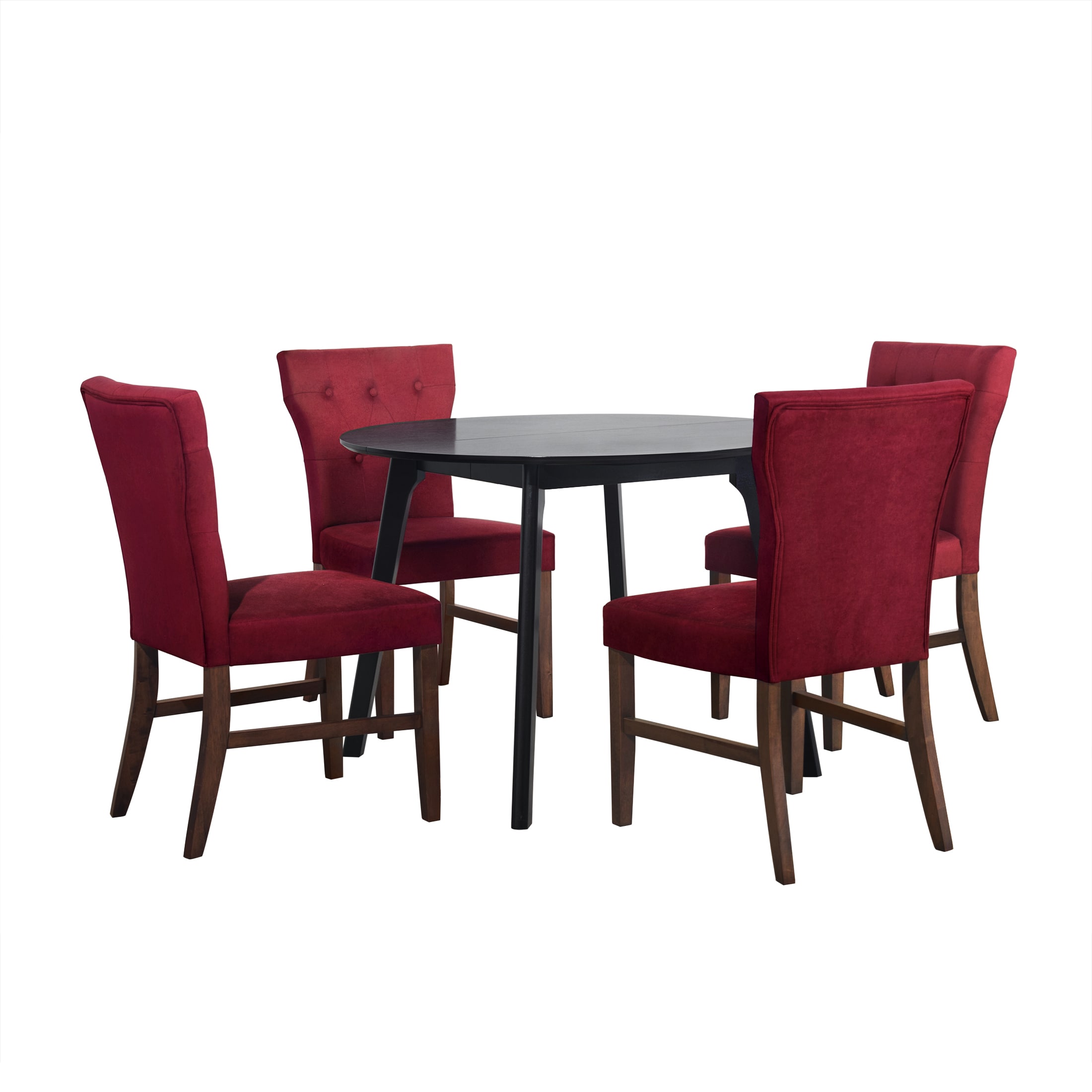 ChaletPosh C3084US-RD-LN-BN-C3 Red Transitional Dining Room Set with Round Table ( Seats 4 )