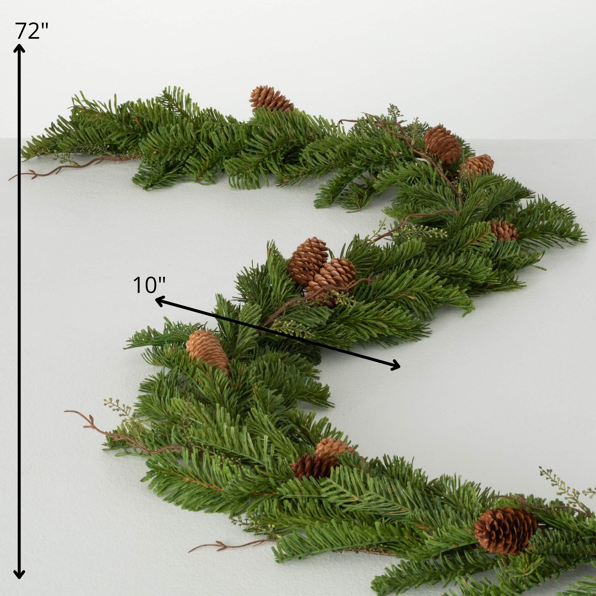 72" Green Artificial Pine Christmas Garland with Pine Cones