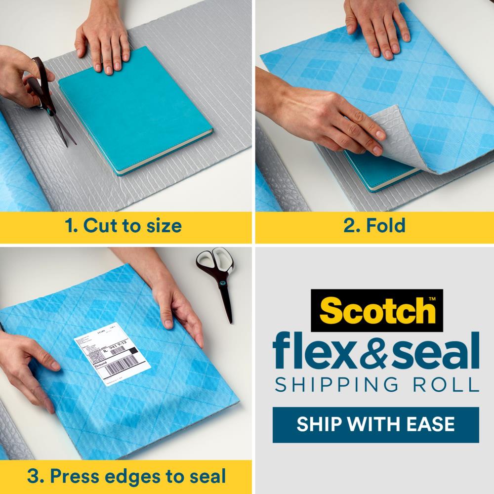1 Pack Waste & Space vs Easy Packaging Alternative to Poly Mailers Boxes Eliminates Time Supplies Scotch Flex and Seal Shipping Roll 10 ft x 15 in 