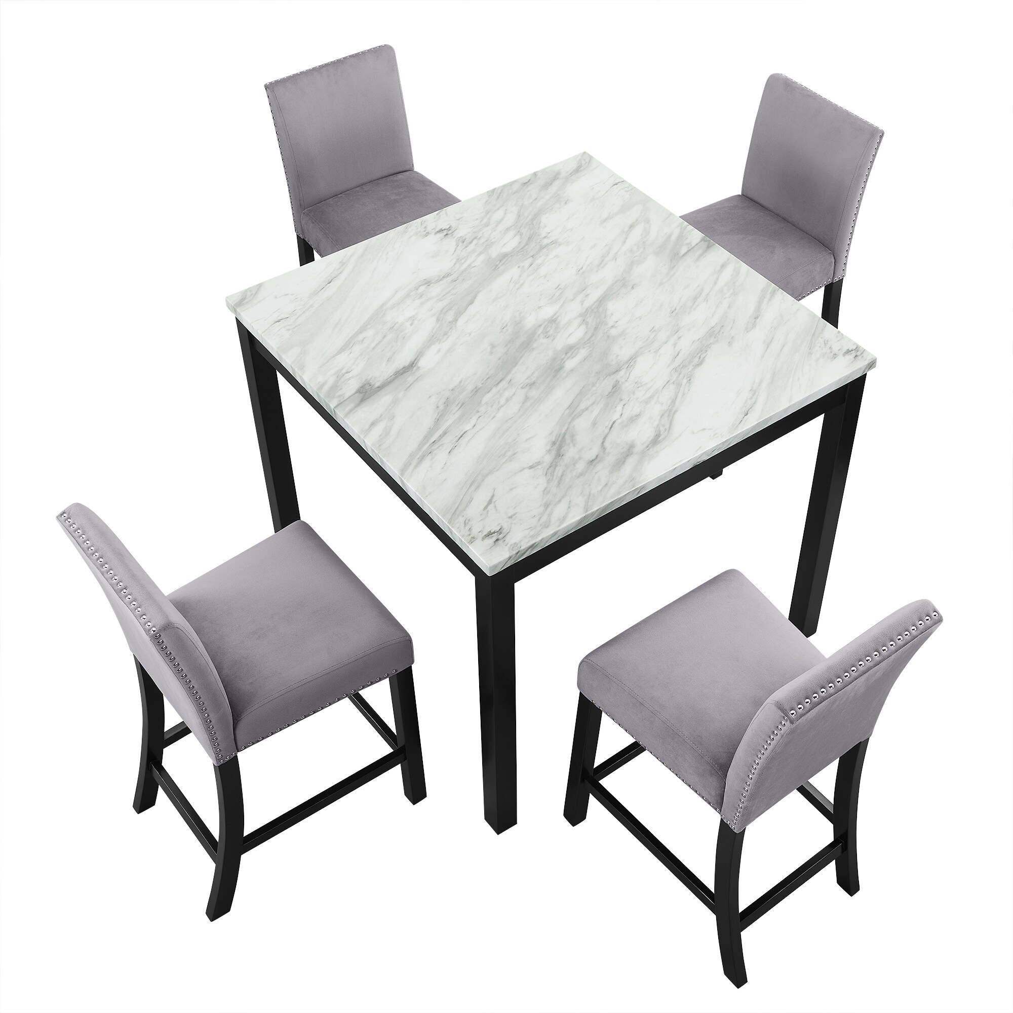 Flynama L-1781S00016 Black+Gray Contemporary/Modern Dining Room Set with Square Table ( Seats 4 )