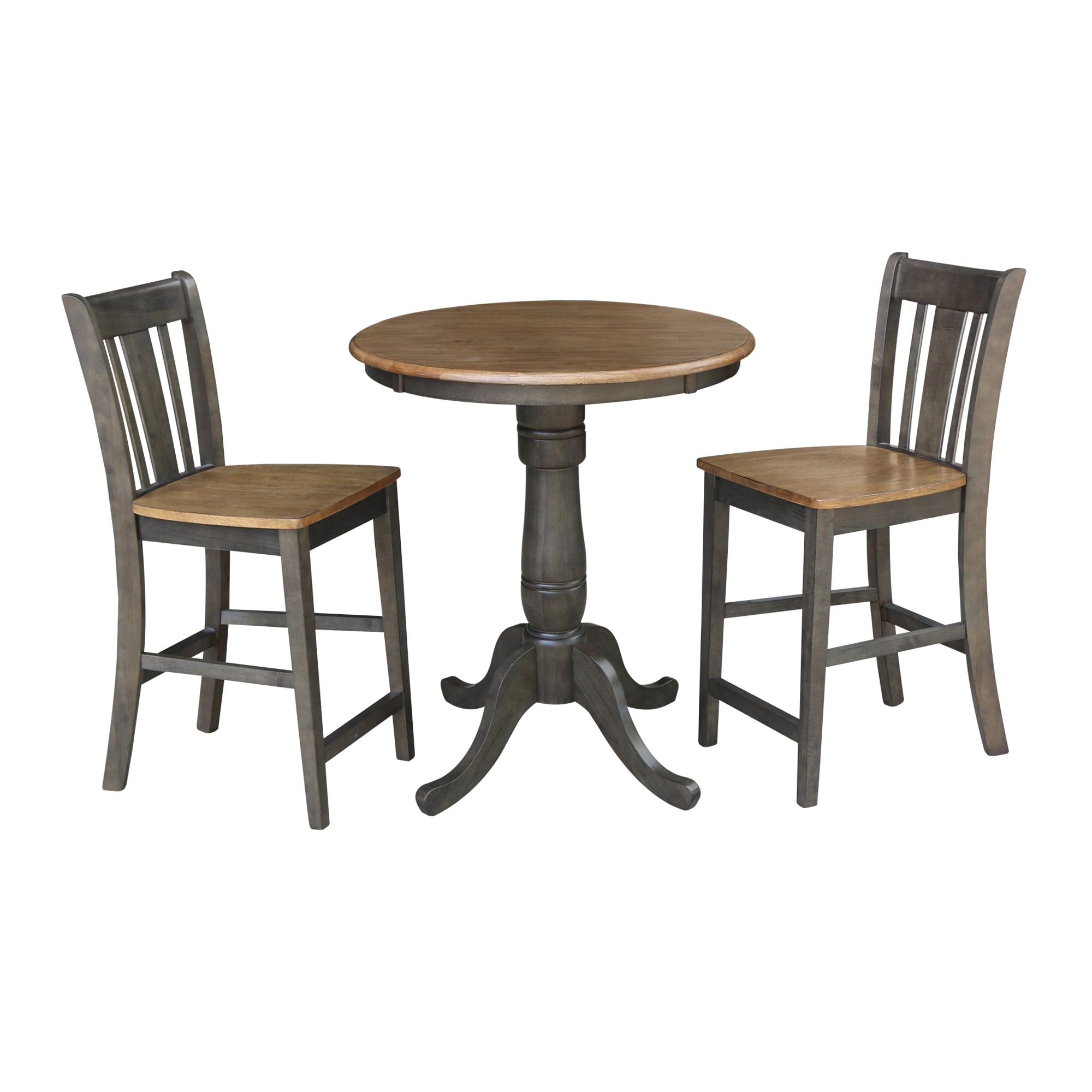 International Concepts K45-30RT-6B-S102-2 Hickory/washed coal Casual Dining Room Set with Round Table ( Seats 2 )