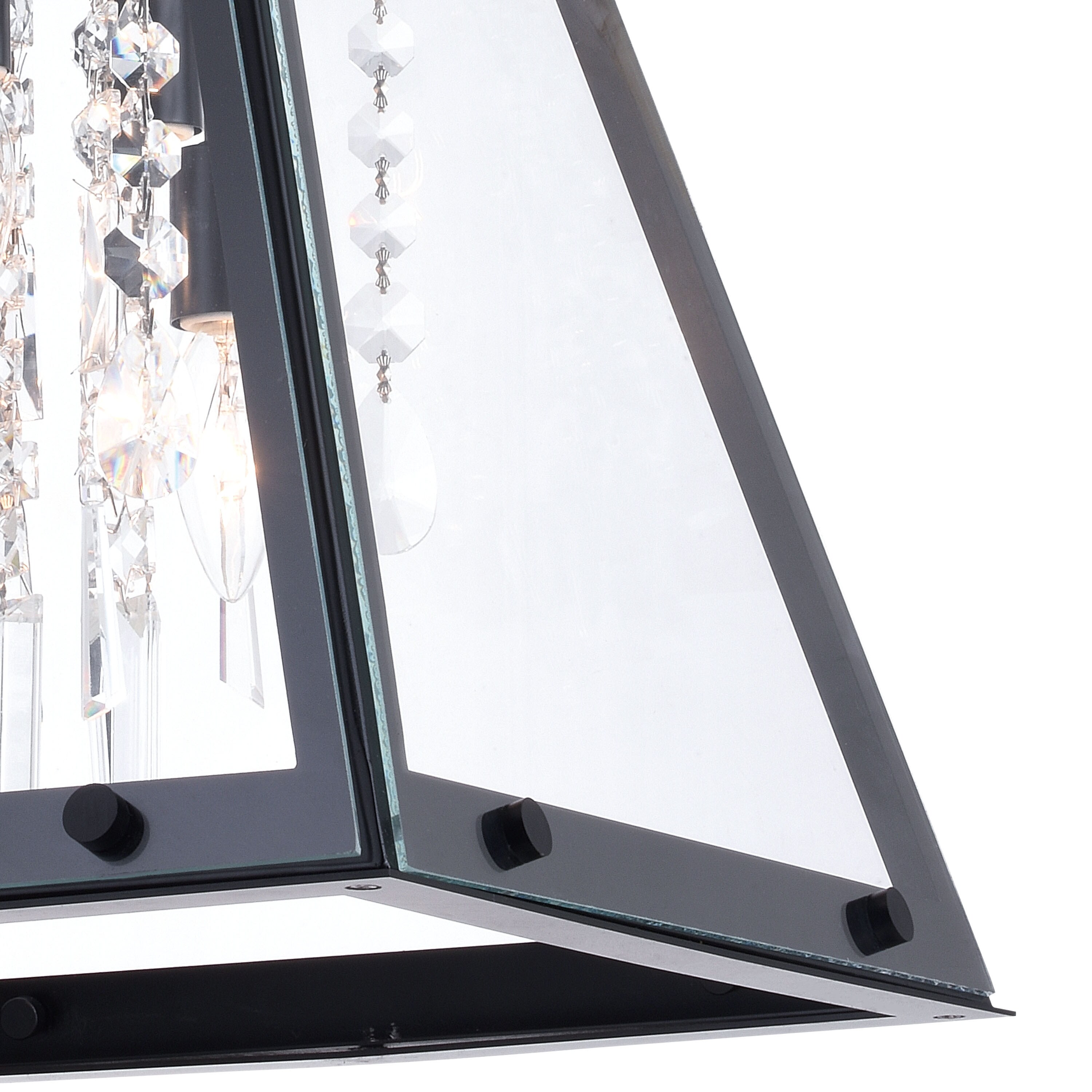 Tremont Urban Loft 15" Mini Pendant in Matte Black with Crystal Strands