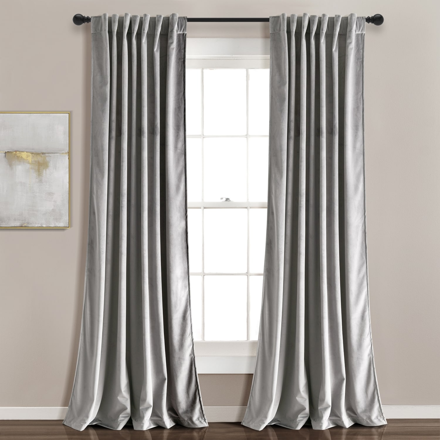 Lush Decor 21T012157 84-in Light Gray Light filtering Back tab/Pinch pleat/Rod pocket Curtain panel pair