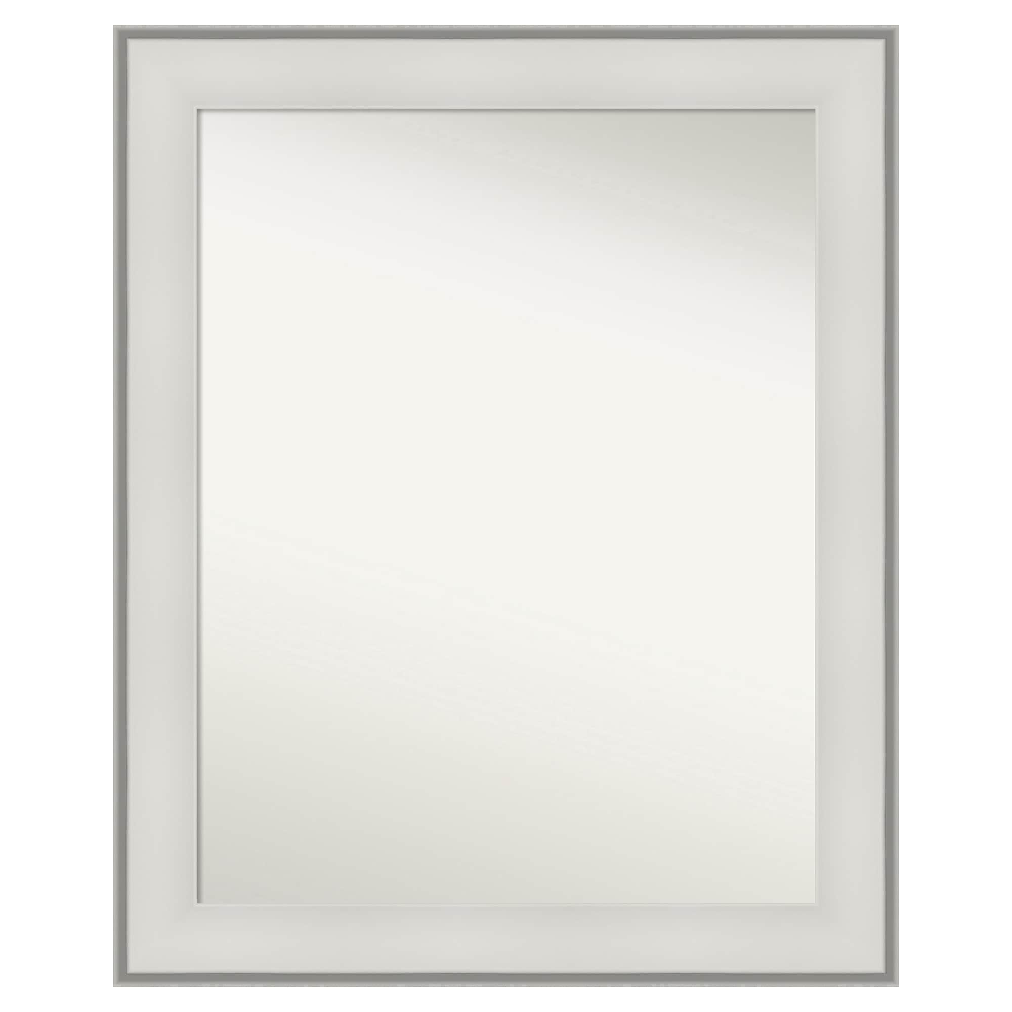 Amanti Art  Non-Beveled Mirror Imperial White Framed Wood Bathroom Wall Mirror 33 x 27 in.