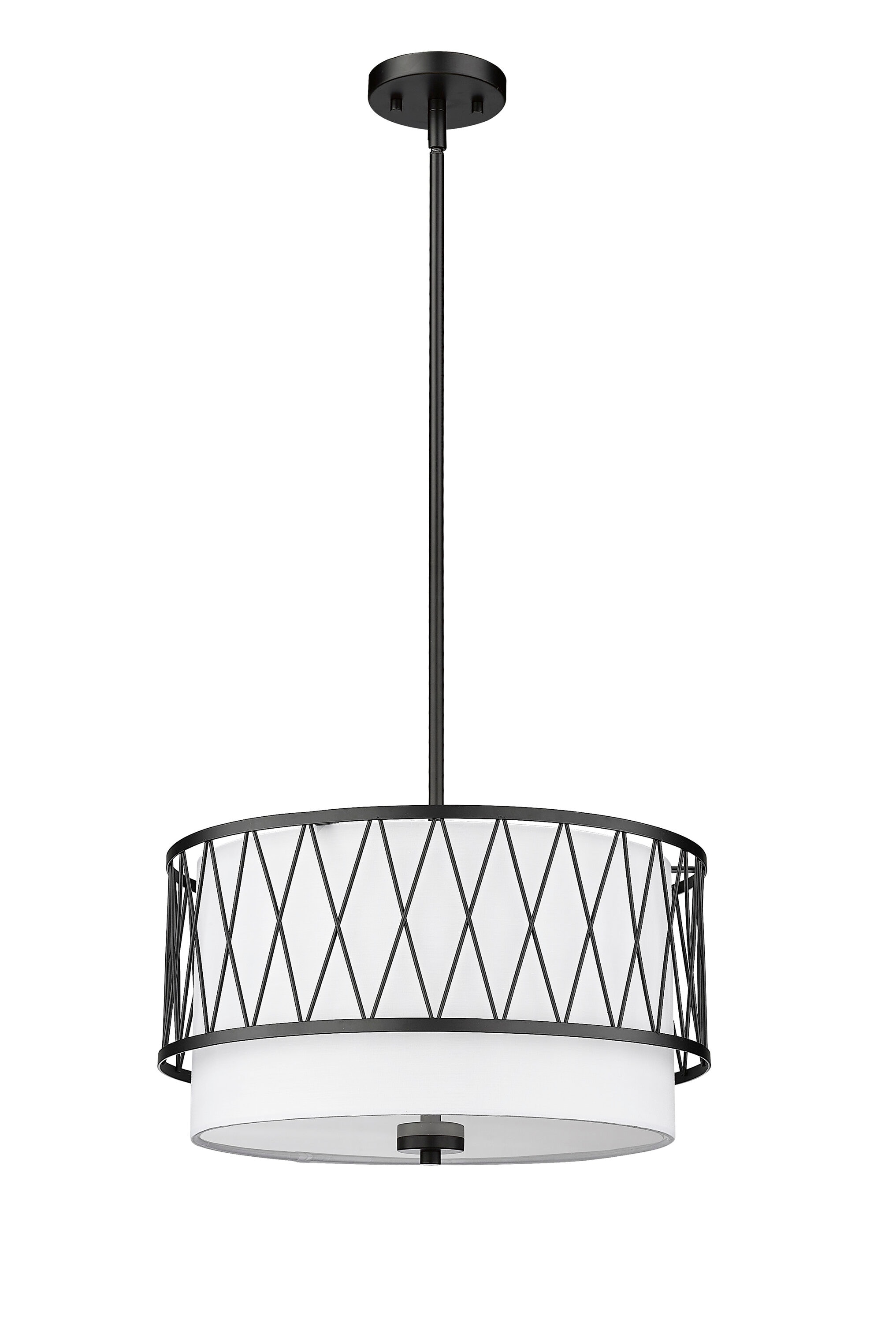 Dalton 17" Matte Black and Nickel Drum Pendant Light