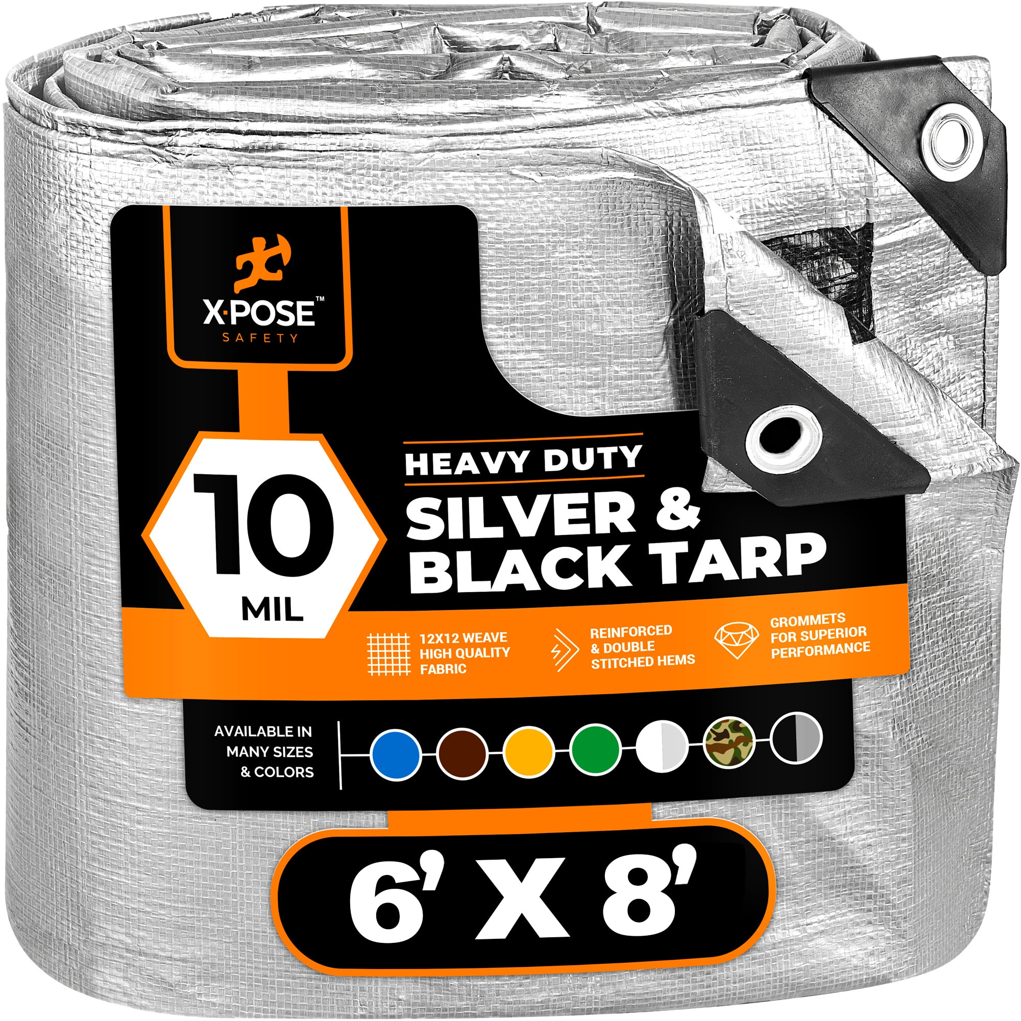 XPOSE SAFETY STH-68-X 6-ft x 8-ft Silver Waterproof Commercial Polyethylene 10-mil Tarp
