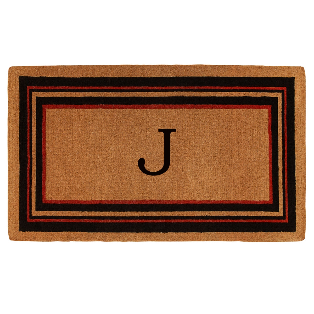 Callowaymills 180061830J 18-in x 30-in Natural/Black/Red Coir Non-Slip Grip Indoor or outdoor Decorative Door Mat
