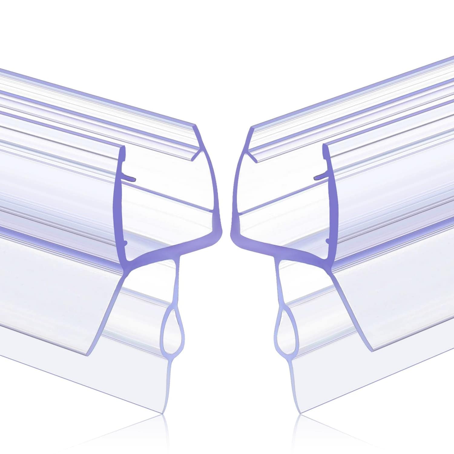 OGETFUUR 2-Pack 1/4-in Clear Shower Door Bottom Sweep with Drip Rail for Frameless Glass Doors