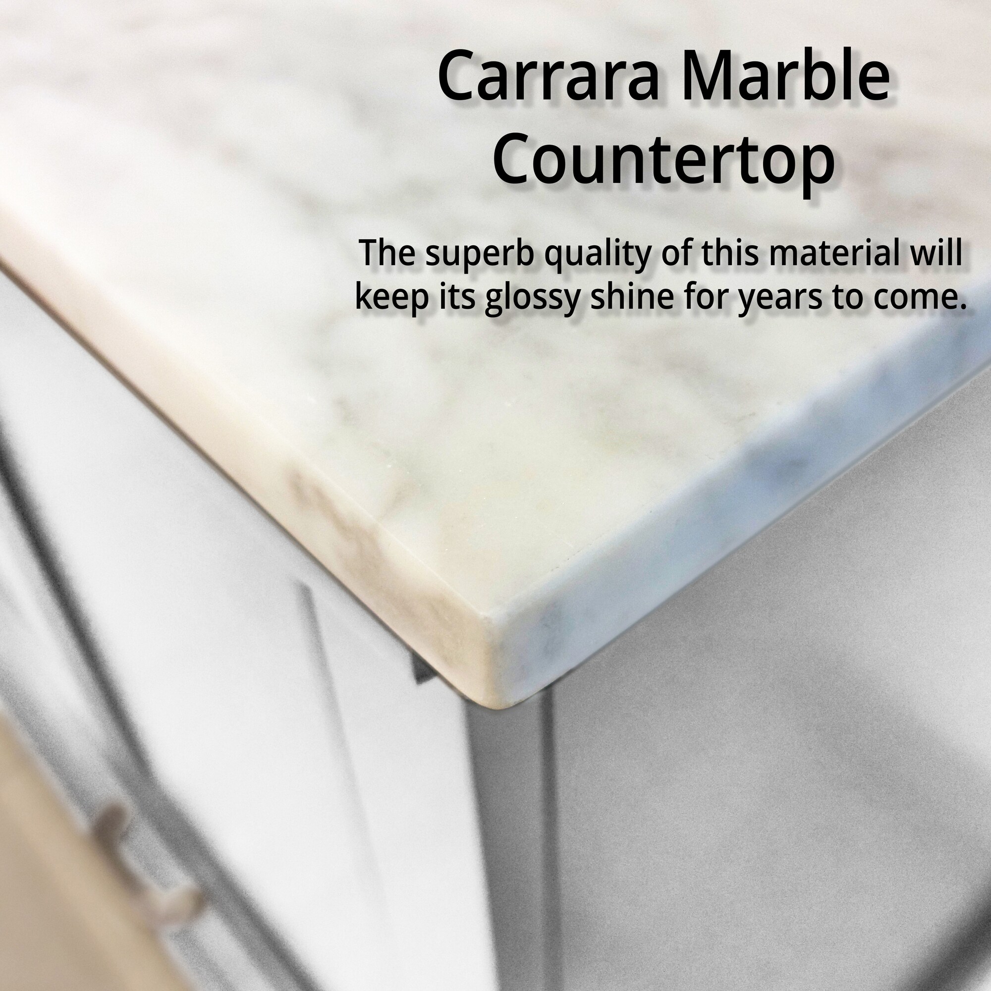 Dukes 48" White Marble Top Vanity with Mirror and Faucet