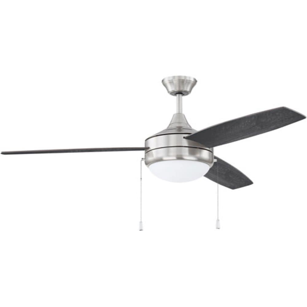 Craftmade PHA52BNK3-BNGW Phaze 52-in Downrod or Flush Mount Brushed polished nickel with Silver Blades Ceiling Fan With Light ( 3 -Blade )