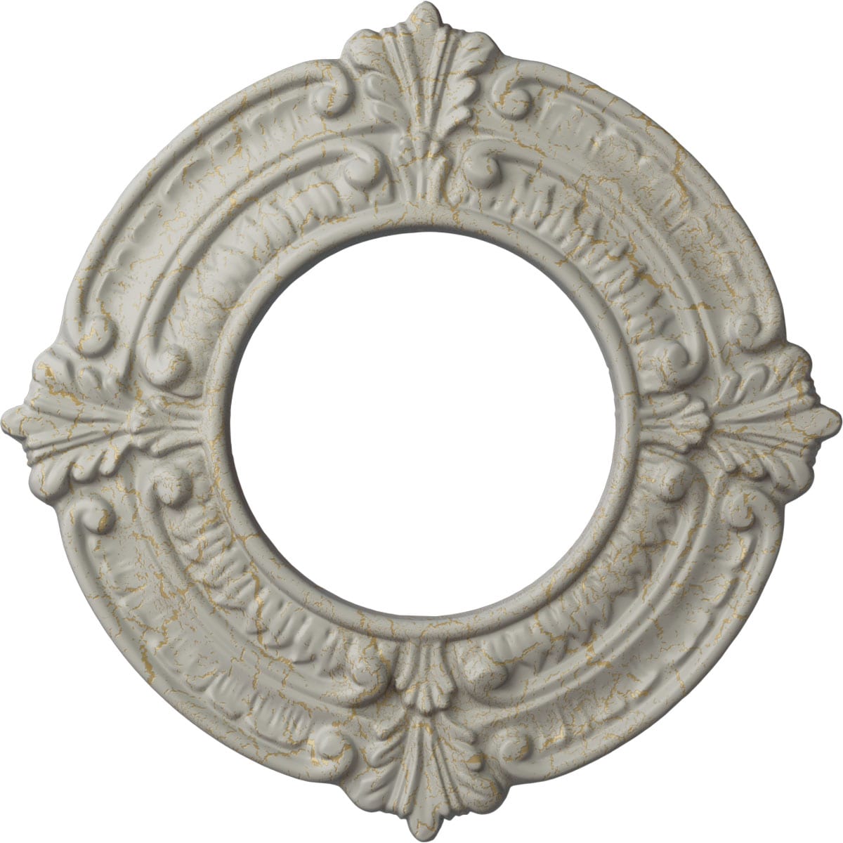 Ekena Millwork CM09BNPCC Benson 9-in W x 9-in L Painted Pot Of Cream Crackle Polyurethane Whole Ceiling Medallion