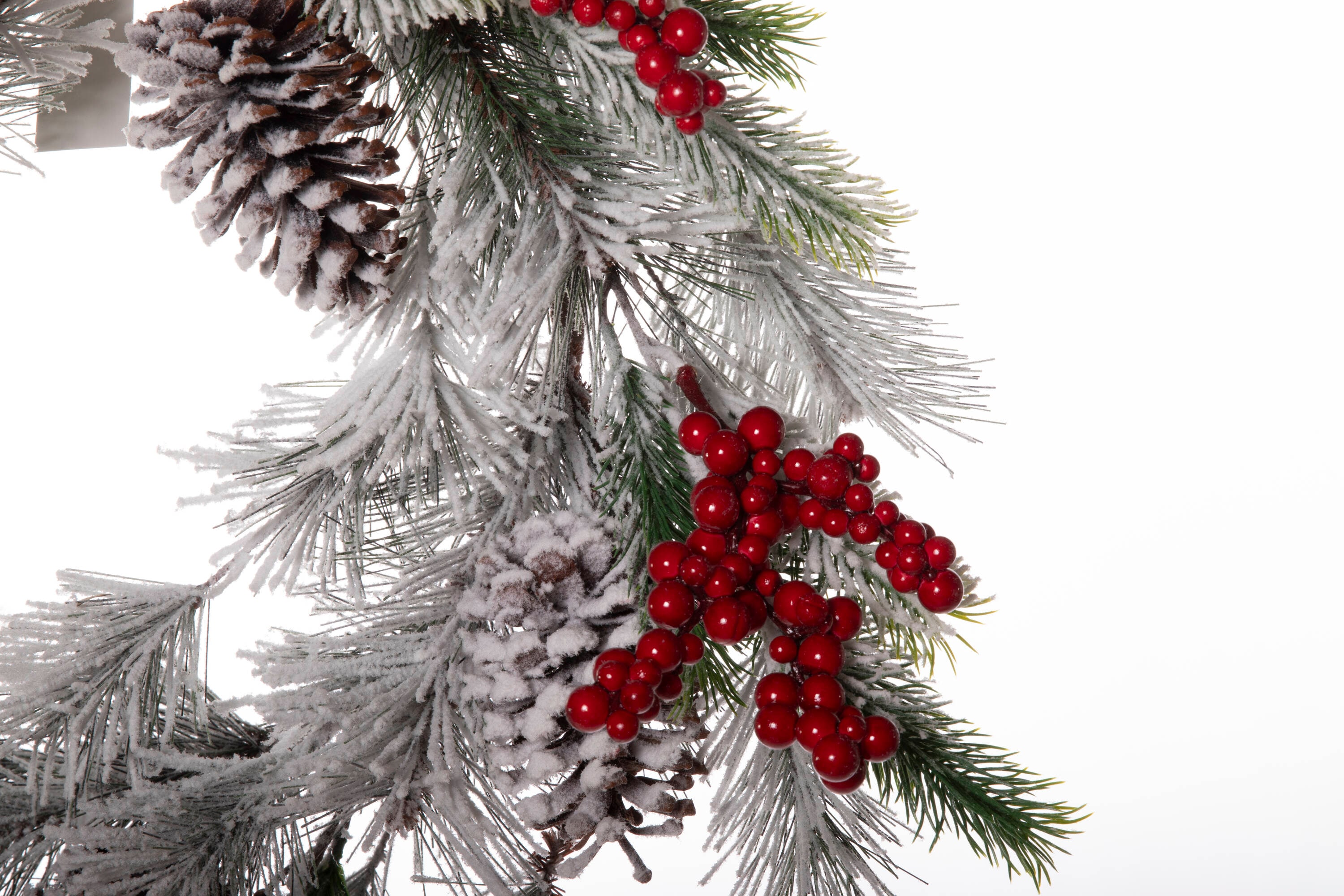 24-Inch Flocked Pine Berry and Pinecone Christmas Wreath