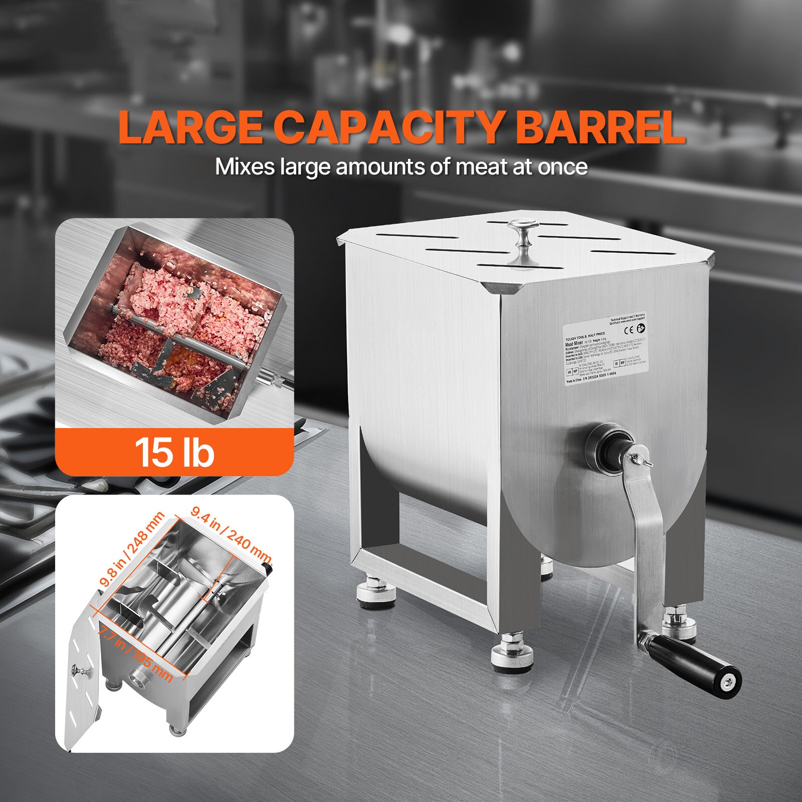 VEVOR RLJBJBKQXKG26A7001V0 Meat-Grinders - View #3