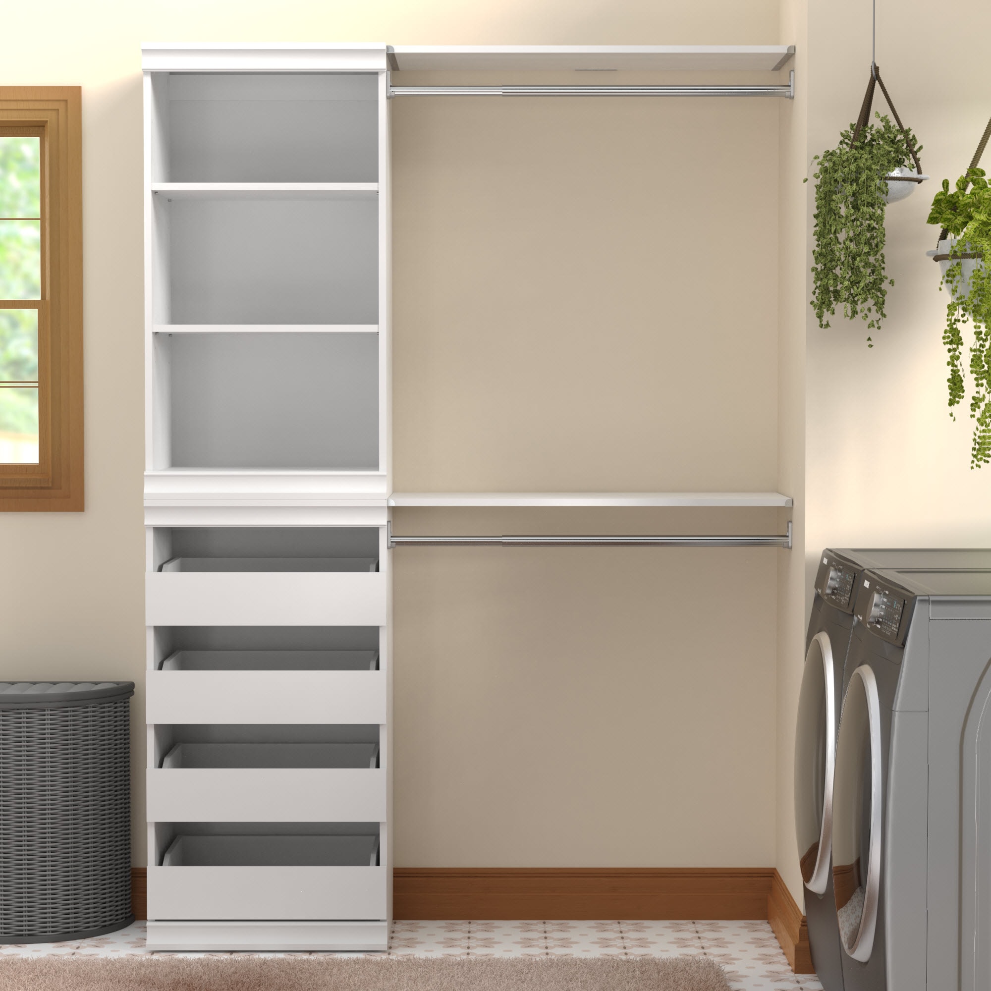 ClosetMaid Modular Storage 4.78-ft to 4.78-ft W x 6.7-ft H White Solid ...