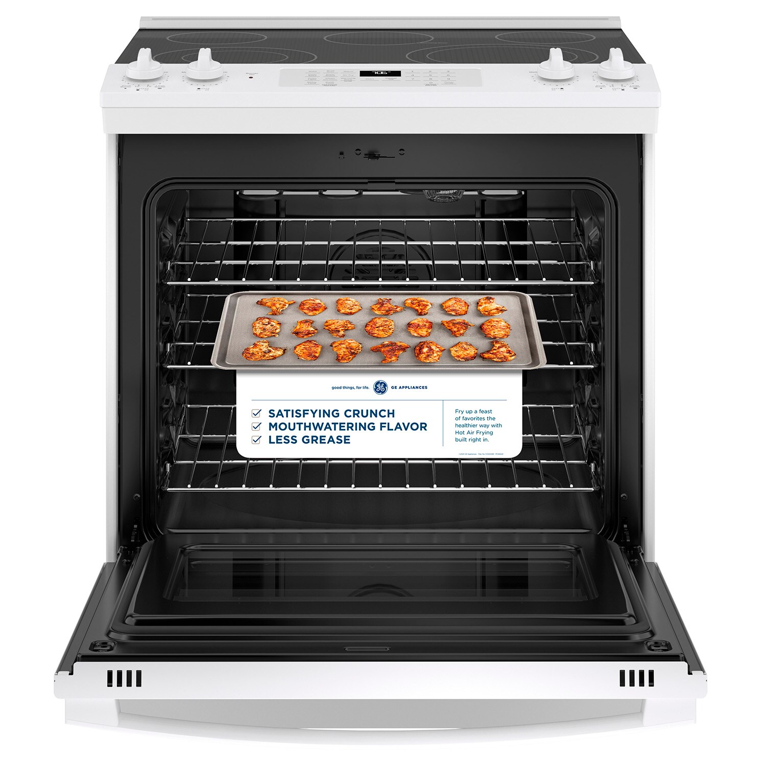 GE 30-in Glass Top 5 Elements 5.3-cu ft Self-Cleaning Air Fry