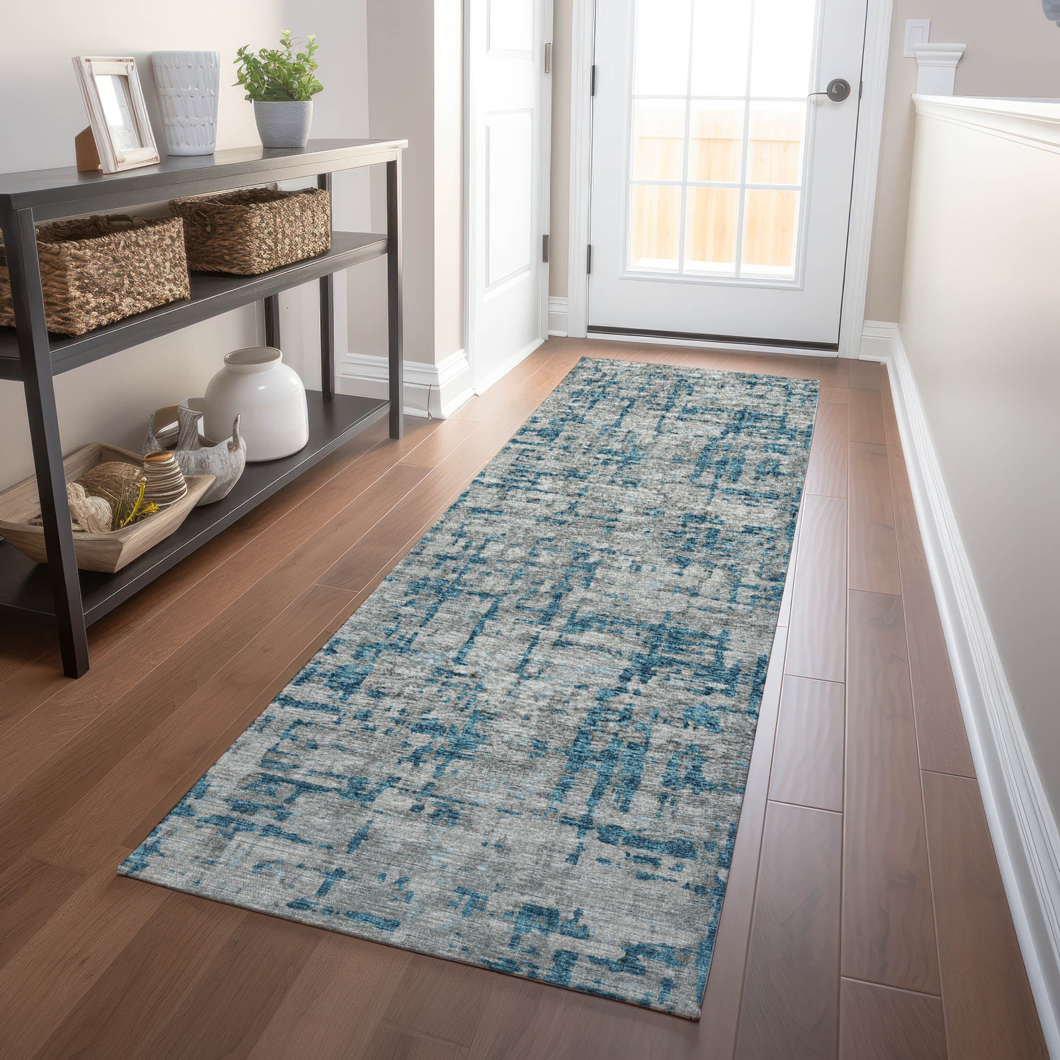 Addison Rugs AMF76PE2X8 Mayfield AMF76PE 2 x 7 (ft) Loomed Polyester Peacock Rectangular Indoor Abstract Machine washable Runner rug