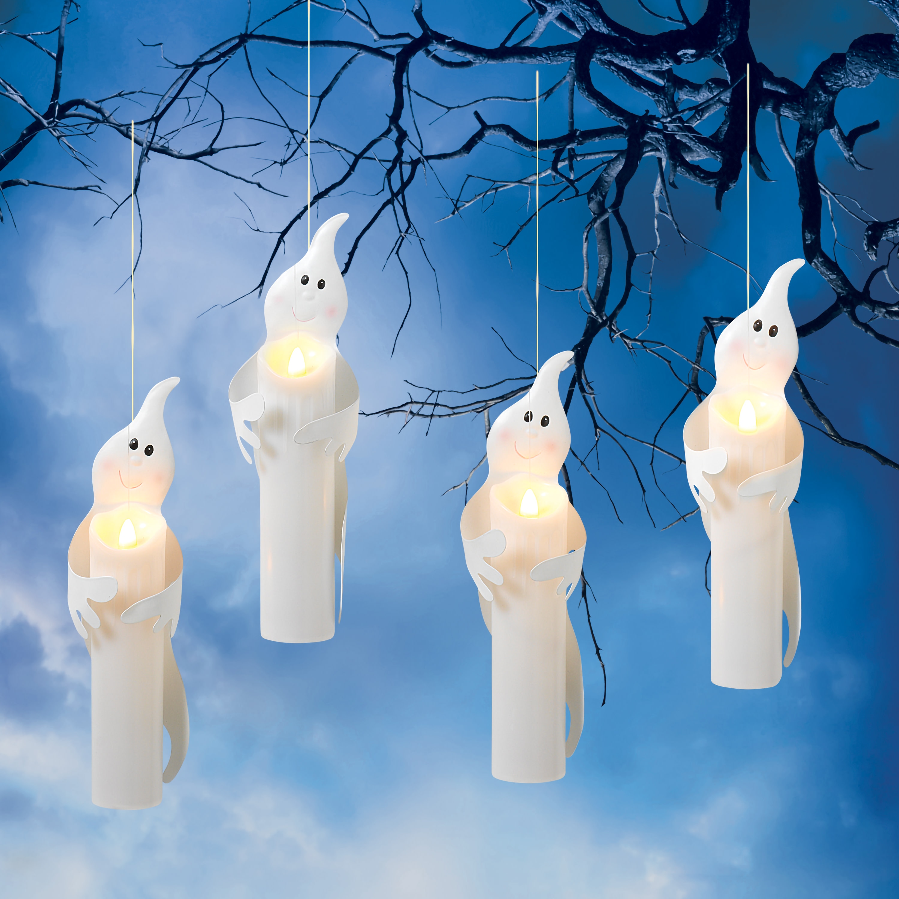 Gerson International 11.4-in Hanging Lighted Ghost Light (4-Pack) in ...