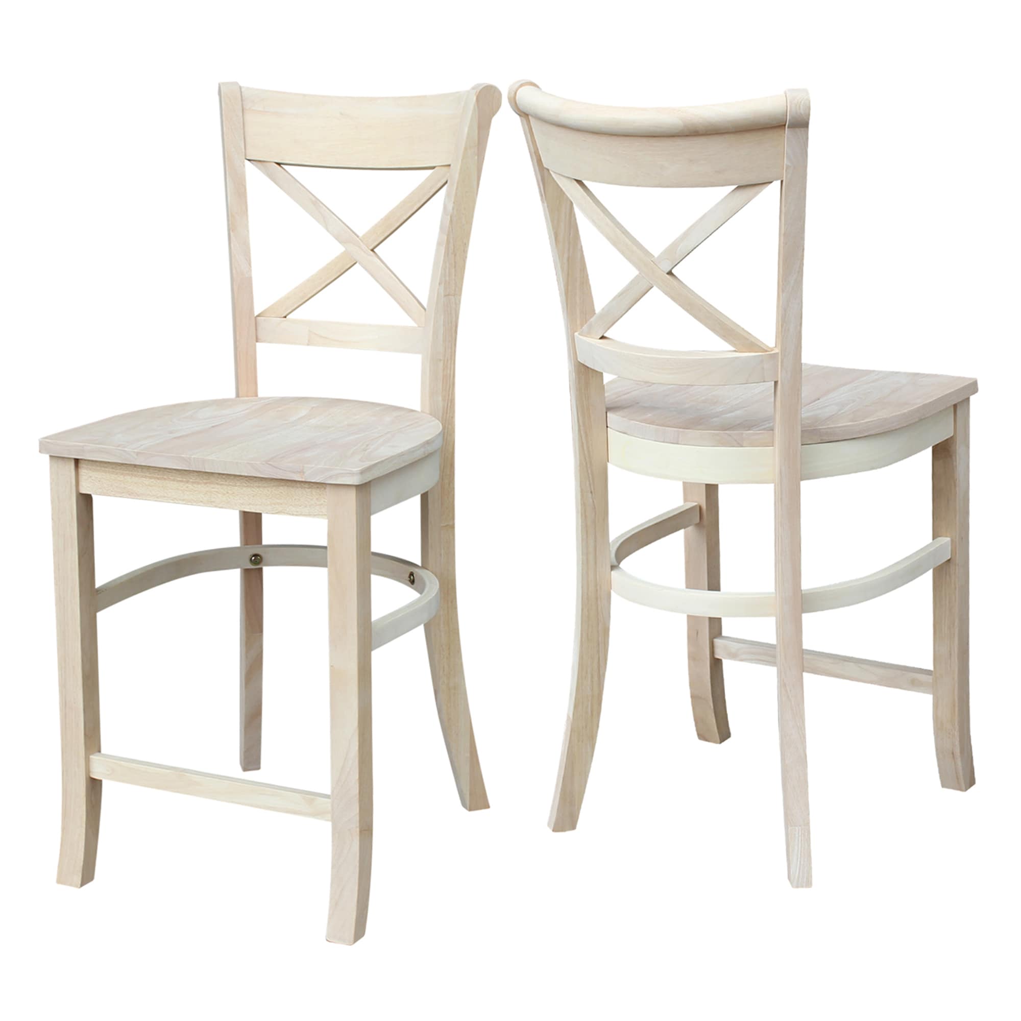 Charlotte 24" Traditional Parawood Counter Height Stool, Unfinished