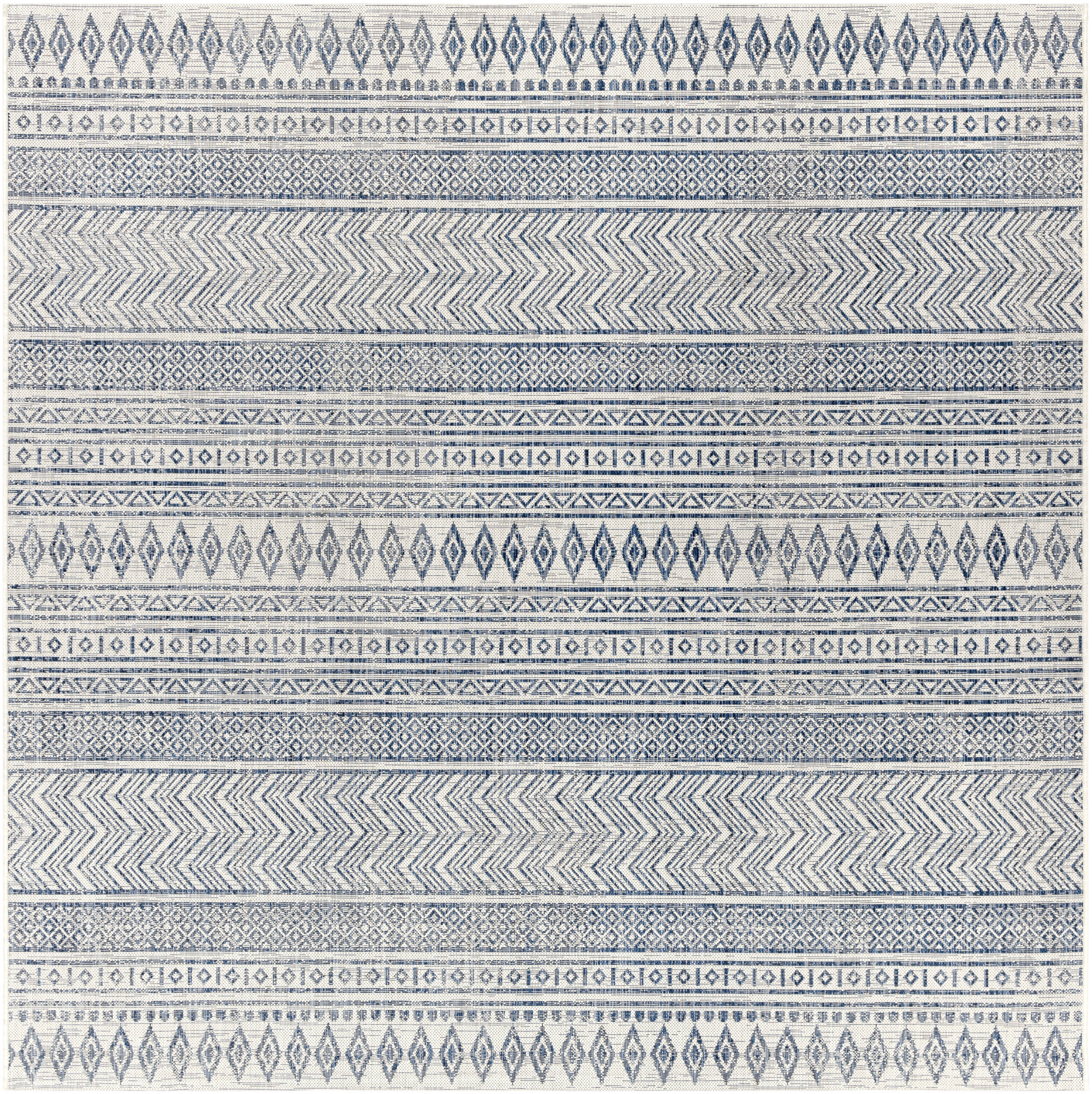 Livabliss EAG2344-710SQ Eagean 8 x 8 (ft) Polypropylene Navy Square Indoor/Outdoor Medallion Global Area rug